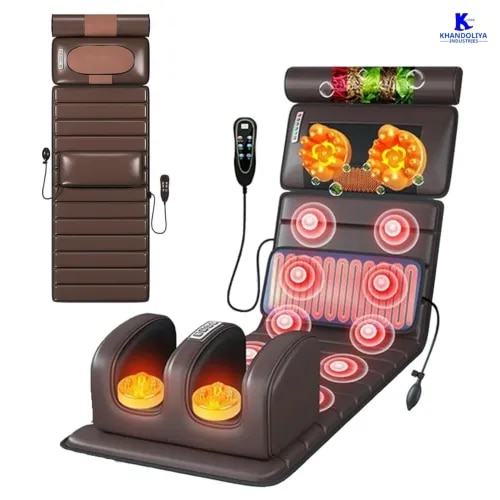 The K-Star Full Body Massage Mat is a premium wellness accessory designed to provide a soothing full-body massage experience at home. Combining vibration massage and optional heat therapy, this advanced Electric Massage Mat helps create a relaxing environment after a long day, making it suitable for daily relaxation and overall wellness routines. Designed as a comfortable Massage Mattress, Body Massage Mattress, and Vibrating Massage Mat, the KFBM features multiple massage zones that provide gentle vibration across various body areas. Its ergonomic construction allows comfortable use on a bed, floor, sofa, or recliner, making it a versatile Massage Bed Mat for everyday relaxation. This premium Full Body Vibrating Mat, Pain Relief Massage Mat, and Body Relaxation Massage Mat is ideal for unwinding after work, exercise, or travel. The soft cushioned surface and vibration massage help create a comfortable massage experience, while the integrated heating function enhances overall comfort during use. The KFBM functions as a dependable Muscle Recovery Massage Mat, Heated Body Massage Mat, Vibration Massage Mattress, and Home Massage Mat, making it suitable for home wellness routines. Multiple massage modes and adjustable intensity settings allow users to personalize their massage experience according to individual preferences. Designed for convenience, this versatile Therapeutic Massage Mat, Shiatsu Massage Mat, Physiotherapy Massage Mat, Back Massage Mat, and Neck and Back Massage Mat folds easily for storage and transport. Its lightweight construction makes it an ideal companion for home, office, travel, and relaxation spaces.