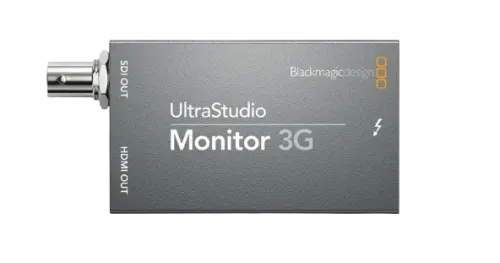 The Blackmagic UltraStudio Monitor 3G is a compact USB-C video playback device designed for professional editing, color grading and broadcast monitoring. Featuring HDMI and 3G-SDI outputs, it delivers accurate SD and HD video playback with low latency for post-production and live production workflows. Compatible with DaVinci Resolve, Final Cut Pro, Adobe Premiere Pro, and other professional software, it provides reliable monitoring on Windows and macOS systems.KEY FEATURES:-Professional USB-C external video playback device-HDMI and 3G-SDI video outputs-Supports SD and HD playback up to 1080p60-Low-Latency broadcast-quality monitoring- Ideal for editing, colour grading, and broadcast workflows- Plug-and Play USB-C Connectivity- Compatible with DaVinci Resolve, Adobe premiere Pro, and Final Cut Pro- Works with Widows and MacOS- Compact, lightweight and portable design