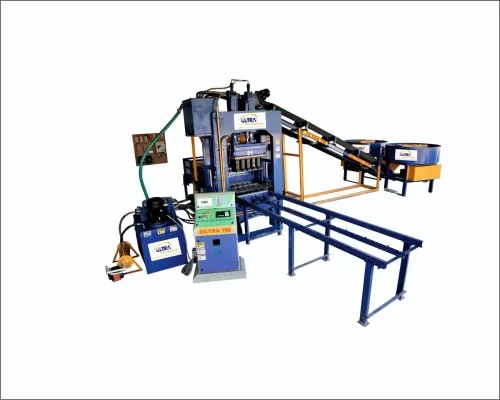 # 10 Cavity Fully Automatic Fly Ash / Concrete Brick Making Machine
## High-Capacity 10 Cavity Fully Automatic Hydraulic Fly Ash & Concrete Brick Making Machine
Our **10 Cavity Fully Automatic Fly Ash / Concrete Brick Making Machine** is a high-performance, industrial-grade solution developed for manufacturers who require maximum production capacity, consistent product quality, and fully automated operation. Designed with advanced hydraulic technology, a PLC-based control system, and precision-engineered components, this machine is capable of producing **10 fly ash or concrete bricks per cycle**, making it an excellent choice for high-volume brick manufacturing plants.
The machine automates the complete production process, including raw material feeding, mould filling, hydraulic pressing, brick ejection, and pallet transfer. This automation ensures faster production, reduced labor costs, uniform brick dimensions, and superior compressive strength, resulting in efficient and cost-effective manufacturing.
Built with a heavy-duty mild steel frame and premium hydraulic components, the machine is engineered for continuous industrial use, offering reliable performance, low maintenance, and long service life.
## Key Features
* Produces **10 fly ash or concrete bricks per cycle**
* Fully automatic operation with PLC and HMI touch-screen controls
* High-pressure hydraulic compaction for superior brick strength
* Automatic raw material feeding and accurate mould filling
* Automatic brick ejection and pallet transfer system
* Heavy-duty mild steel frame with reinforced construction
* Precision-machined interchangeable hardened steel moulds
* Fast production cycle for high output
* Energy-efficient hydraulic power pack
* User-friendly control panel with production monitoring
* Low maintenance and dependable operation
* Integrated safety features for secure and reliable performance
## Technical Specifications
| Specification | Details |
| ------------------- | ------------------------------------------------------------------------------------------------------------------- |
| Machine Type | Fully Automatic Hydraulic Fly Ash / Concrete Brick Making Machine |
| Cavity | 10 Bricks Per Stroke |
| Automation Grade | Fully Automatic |
| Production Capacity | Up to 4,000–5,500 Bricks Per Hour (depending on brick size, raw material mix, cycle time, and operating conditions) |
| Hydraulic System | High-Pressure Hydraulic Compaction |
| Control System | PLC with HMI Touch Screen |
| Motor Power | 22–30 HP (Model Dependent) |
| Voltage | 415V, 3 Phase, 50 Hz |
| Machine Structure | Heavy-Duty Mild Steel Construction |
| Mould Material | High-Grade Hardened Steel |
| Feeding System | Automatic |
| Brick Ejection | Automatic |
| Pallet Transfer | Automatic |
| Maintenance | Low Maintenance |
| Installation | Complete Installation, Commissioning & Operator Training |
**Note:** Production capacity and technical specifications may vary depending on machine configuration, raw material quality, brick dimensions, and operating conditions.
## Suitable Raw Materials
The machine is designed to manufacture high-quality fly ash and concrete bricks using:
* Fly Ash
* Cement
* Stone Dust
* M-Sand or River Sand
* Crushed Stone Aggregate
* Lime
* Gypsum
The advanced hydraulic compaction system ensures dense, durable, and dimensionally accurate bricks suitable for a wide variety of construction applications.
## Advantages
* High production capacity with **10 bricks per cycle**
* Suitable for both fly ash and concrete brick manufacturing
* Fully automated process for maximum productivity
* Produces bricks with high compressive strength and dimensional accuracy
* Smooth surface finish with consistent quality
* Reduced labor requirements and operating costs
* Energy-efficient hydraulic system
* Continuous production with minimal downtime
* Easy operation using PLC and HMI controls
* Durable construction with long service life
* Low maintenance and high return on investment
## Applications
Bricks produced by this machine are widely used in:
* Residential Housing Projects
* Commercial Buildings
* Industrial Construction
* Government Infrastructure Projects
* Smart City Developments
* Educational Institutions
* Hospitals
* Shopping Malls
* Warehouses
* Apartment Complexes
* Boundary Walls
* Roads and Highway Projects
* Factories and Industrial Sheds
* Infrastructure and Public Utility Projects
## Why Choose Our 10 Cavity Fully Automatic Fly Ash / Concrete Brick Making Machine?
Our **10 Cavity Fully Automatic Fly Ash / Concrete Brick Making Machine** is manufactured using premium-quality materials and advanced engineering techniques to deliver outstanding productivity, exceptional brick quality, and dependable long-term performance. Every machine is thoroughly inspected and tested before dispatch to ensure it meets stringent quality standards.
We provide complete installation, commissioning, operator training, technical assistance, readily available spare parts, and responsive after-sales support. Our commitment to quality and customer satisfaction has made us a trusted manufacturer of brick-making machinery across India.
Whether you are expanding your production capacity or establishing a new automated brick manufacturing plant, our **10 Cavity Fully Automatic Fly Ash / Concrete Brick Making Machine** offers the ideal combination of high output, advanced automation, durability, energy efficiency, and profitability.