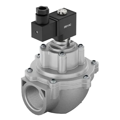 Janatics pulse valve is a high flow valve with fast opening and closing. Can be used in dirty and dusty environment. It is 2/2-way normal closed pilot solenoid operated valve. The main valve with diaphragm for fast response and the pilot solenoid valve opens the passage rapidly and vents the air chambers.
It is used in dust collection system to clean filters.
Available ports: G3/4, G1, G 1-1/2
Coil width: 32mm
Coil Voltage: AC- 230V, DC- 24V
Working Pressure Range: 0.5 to 8 bar