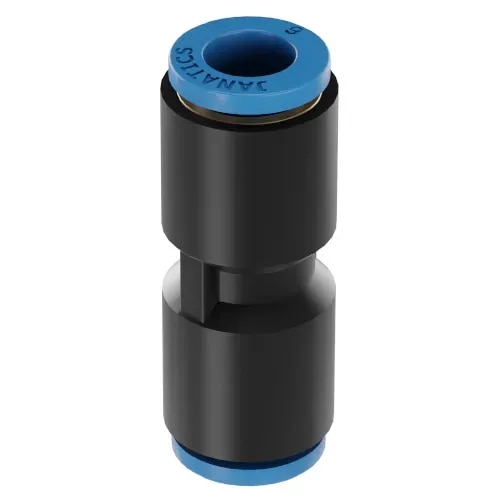 Janatics WP2 Straight Union can be fitted with same size of tube in line on both sides. The Stainless-steel collet holds the tube firmly. When we press the plastic collet cap the tube released by the collet. This is ideal for maintenance. Applicable sizes of Outer Diameter of the tubes are metric series (mm) 4, 6, 8, 10, 12, 14, 16 sizes.