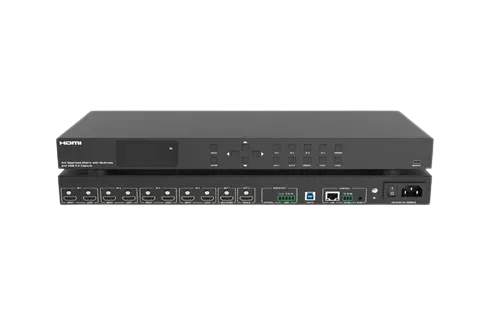 The CLA-VM42U ViewMatrix is a high-performance seamless matrix switcher designed for professional AV environments. It delivers stunning 4K@60Hz 4:4:4 resolution with full HDR support including HDR10, HDR10+, HLG, and Dolby Vision. Equipped with multiple HDMI inputs and outputs, USB 3.2 capture, and advanced multi-view modes such as PIP, PBP, and Quad layouts, it enables dynamic and impactful presentations. Seamless switching eliminates black screens and tearing, while flexible control options and audio management features ensure smooth integration into broadcasting, conferencing, and high-end AV installations.______________________________________FEATURES__________________________________________Ultra-HD Video QualitySupports up to 4K@60Hz 4:4:4 with HDMI 2.0b and HDCP 2.2 compliance, including HDR10, HDR10+, HLG, and Dolby Vision.Seamless SwitchingInstant switching without black screens or tearing, ensuring uninterrupted visual performance.Multi-View Display ModesSupports Auto, Single, PIP, PBP, Triple, Quad, and custom layouts for flexible display management.Comprehensive Connectivity4 HDMI inputs with loop outputs, dual HDMI outputs, USB 3.2 capture, optical and analog audio outputs.Advanced Audio ManagementAudio de-embedding with optical and analog outputs, plus HDR-to-SDR conversion for compatibility.Flexible Control OptionsControl via front panel, IR remote, RS-232, TCP/IP, or Web GUI with EDID management.Professional ApplicationsIdeal for broadcasting, conferencing, live events, control rooms, and premium AV installations.