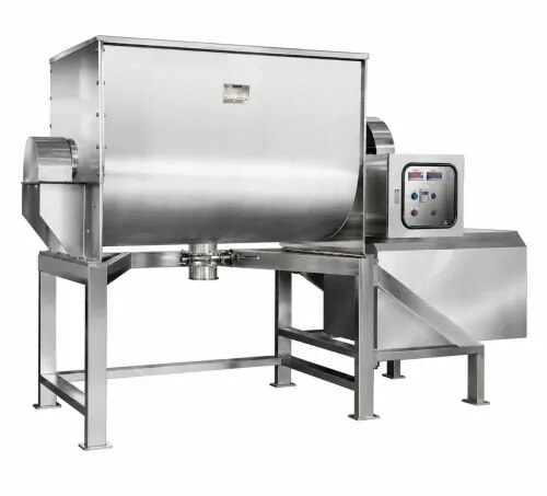 Minimum Order Quantity : 1 UnitDelivery Time : 5-10 Days Automatic Grade : Semi-AutomaticComputerized : NoCooling System : Air CoolingMaterial : Stainless steelShape of Tank : U shapeType : MixerWarranty : YesDelivery Time : 5-10 DaysMain Domestic Market : All IndiaPayment Terms : Cash in Advance (CID)Supply Ability : 10 Per MonthThe SS Ribbon Blender Mixer Machine is a semi-automatic mixer made of high-quality stainless steel material. With its U-shaped tank design, it ensures efficient mixing of various materials. This machine is perfect for blending dry and wet materials, such as powders, granules, and pastes. The air cooling system helps regulate the temperature inside the tank, preventing overheating during operation. It is suitable for use in various industries, including pharmaceuticals, food processing, and chemicals. The machine is durable and comes with a warranty, making it a reliable investment for your business.