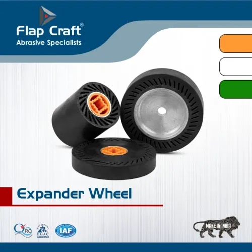 Rubber Expendero Wheel for Burnishing Machine for Aggressive cutting of Stainless Steel flat surface, weld joint, surface preparation for mat / gloss finish.