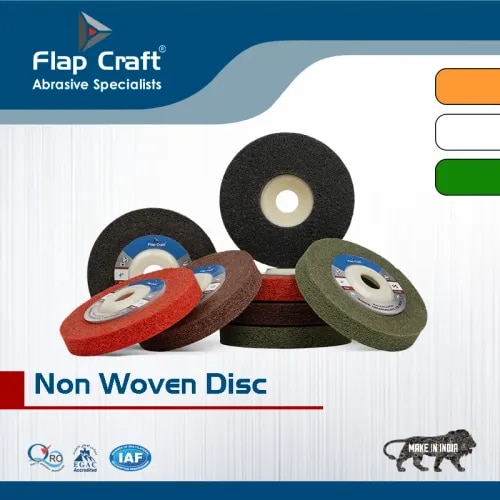 Non-Woven Disc is a premium surface conditioning abrasive designed for cleaning, blending, deburring, rust removal, oxide removal, and achieving a uniform surface finish without significantly removing the base material.SpecificationsProduct Name: Non-Woven DiscDiameter (mm): 100 & 125Thickness (mm): 13 & 15Abrasive Material: Aluminium Oxide / Silicon CarbideAvailable Grits: U1, U3, U5 & U8Applications: Surface Conditioning, Cleaning, Deburring, Blending, Rust Removal, Oxide Removal & FinishingSuitable Materials: Stainless Steel, Mild Steel, Aluminium, Brass, Copper & Other Non-Ferrous MetalsFeatures: Non-Woven Construction, Uniform Surface Finish, Cool Cutting, Low Loading, Long Service Life & Minimal Material Removal