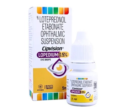 Loteprednol etabonate ophthalmic suspension is a prescription corticosteroid eye drop used to treat steroid-responsive inflammatory conditions of the eye, including post-surgical inflammation, allergic conjunctivitis, and certain forms of anterior uveitis. What sets loteprednol apart from older ophthalmic steroids is its “ester-based” chemical structure, which is designed to break down into inactive components after acting on eye tissue — giving it a comparatively lower risk of raising intraocular pressure (IOP) than traditional steroids like prednisolone or dexamethasone, while still delivering effective anti-inflammatory action. The typical dose is one to two drops in the affected eye, four times daily, or as directed, usually for a short, defined course rather than indefinite use. Common side effects include burning, stinging, and blurred vision, while prolonged or unsupervised use can still carry steroid-related risks such as elevated eye pressure. It is a Schedule H prescription-only medicine in India.

What Is Loteprednol Etabonate Ophthalmic Suspension?
Loteprednol etabonate ophthalmic suspension is a topical corticosteroid formulated specifically for use in the eye. It belongs to a category sometimes referred to as “site-specific” or “soft” steroids — a design approach where the drug is engineered to be highly active at the site of application (the eye) but rapidly metabolized into inactive by-products once it has acted, reducing the potential for the cumulative steroid-related side effects seen with older ophthalmic corticosteroids.
This suspension is commonly prescribed for:

Managing inflammation following eye surgery, such as cataract surgery
Treating allergic conjunctivitis, including seasonal allergic conjunctivitis
Certain anterior segment inflammatory conditions, such as uveitis, under specialist supervision
Giant papillary conjunctivitis and other steroid-responsive ocular surface conditions

Because of its comparatively favorable IOP profile, loteprednol is often considered by ophthalmologists for patients who need effective anti-inflammatory therapy but may be at higher risk from more potent steroids — though it is important to note that no ophthalmic steroid is entirely free of IOP-related risk, and monitoring remains necessary.

How Does Loteprednol Etabonate Work? (Mechanism of Action)

Corticosteroid receptor binding – Loteprednol etabonate binds to glucocorticoid receptors within ocular tissue, initiating anti-inflammatory gene expression changes.
Suppression of inflammatory mediators – This binding reduces the production of key inflammatory substances, including prostaglandins and cytokines, that drive redness, swelling, and discomfort.
Reduced vascular permeability – By calming the inflammatory cascade, the drug helps reduce leakage of fluid and inflammatory cells into ocular tissue, easing swelling.
Ester-based metabolism – Unlike ketone-based steroids, loteprednol's ester structure allows ocular esterases to break it down into inactive metabolites after it exerts its effect, which is thought to underlie its comparatively lower propensity to raise intraocular pressure.
Localized anti-inflammatory effect – The net result is effective control of ocular surface and anterior segment inflammation with a more favorable safety profile than some older steroid formulations, when used for the intended short duration.


Clinical Indications
IndicationDetailsPost-operative ocular inflammationCommon after cataract and other intraocular surgeriesAllergic conjunctivitisIncluding seasonal allergic conjunctivitisGiant papillary conjunctivitisOften associated with contact lens wearAnterior uveitisUnder specialist supervisionOther steroid-responsive inflammatory conditions of the palpebral and bulbar conjunctiva, cornea, and anterior segmentAs directed by an ophthalmologist
Not indicated for: viral (e.g., herpes simplex), fungal, or mycobacterial eye infections, where corticosteroid use can worsen the underlying condition.

Dosage & Administration
ParameterRecommendationStandard dose1–2 drops in the affected eye(s), typically 4 times dailyPost-surgical regimenOften started at higher frequency and tapered per surgeon's protocolShake before useYes — this is a suspension; shake well before each applicationDurationShort, defined course as prescribed; not intended for indefinite useTaperingGradual reduction recommended rather than abrupt discontinuation after extended useContact lensesRemove before instillation; reinsert only per your doctor's adviceMissed doseApply as soon as remembered; do not double the next dose
Important: Even with its comparatively favorable safety profile, loteprednol should be used strictly for the duration prescribed. Extended, unsupervised use is not recommended.

Key Benefits

Effective anti-inflammatory action for a range of steroid-responsive ocular conditions
Ester-based design associated with a comparatively lower risk of raising intraocular pressure than some older ophthalmic steroids
Useful for patients needing steroid therapy who may be more sensitive to IOP elevation, under appropriate monitoring
Suitable for both post-surgical inflammation control and allergic conjunctivitis management
Available in a suspension formulation designed for good ocular surface contact
Often used as part of a short, defined treatment course, reducing exposure duration compared to continuous long-term steroid regimens


Precautions

Use strictly under ophthalmologist supervision — this is not an over-the-counter product
Not suitable for viral, fungal, or mycobacterial eye infections
Even with its favorable profile, prolonged use can still raise intraocular pressure in susceptible individuals — periodic IOP monitoring is recommended
Extended use may increase the risk of cataract formation, as with other ophthalmic steroids
May mask signs of infection or delay wound healing if used inappropriately
Inform your doctor of any history of glaucoma, herpes eye infection, or corneal thinning before starting
Shake the suspension well before each use for accurate dosing
Avoid touching the dropper tip to the eye or any surface


Side Effects
Common (Usually Mild and Temporary)

Burning or stinging sensation on instillation
Blurred vision immediately after application
Eye discomfort or a foreign-body sensation
Mild eye redness

Less Common / Serious (Consult Your Doctor Promptly)

Elevated intraocular pressure (comparatively less frequent than with older steroids, but still possible)
Delayed wound healing
Signs of secondary or masked ocular infection
Cataract progression with prolonged use
Allergic reaction (eyelid swelling, itching, rash)

Discontinue and consult your ophthalmologist promptly if any serious symptom develops.

Comparison: Loteprednol vs. Other Ophthalmic Corticosteroids
TreatmentClassIOP Risk ProfileBest Suited ForLoteprednol etabonate suspensionEster-based (“soft”) corticosteroidComparatively lowerPatients needing effective anti-inflammatory action with reduced IOP concernPrednisolone acetateKetone-based corticosteroidHigher with prolonged useRobust anti-inflammatory action; requires closer IOP monitoringDexamethasoneKetone-based corticosteroidHigher, potent effectSevere inflammatory conditions; typically shorter coursesFluorometholoneKetone-based corticosteroidModerateMild to moderate inflammation with somewhat reduced IOP risk

Key Statistics (Placeholder — Pending Clinical Reviewer Verification)
MetricValueReported incidence of clinically significant IOP elevation with short-course loteprednol use[Placeholder – insert verified clinical trial statistic]Comparative IOP-elevation rate vs. prednisolone acetate in controlled studies[Placeholder – insert verified reference]Typical duration of post-operative loteprednol therapy[Placeholder – insert reference range]
All statistics above are placeholders and must be verified and populated by a qualified clinical reviewer prior to publication.

Expert Insight

[Placeholder — Expert quote pending. To be added only after review and approval by a licensed ophthalmologist/medical reviewer associated with Steris Healthcare. Do not fabricate or publish without sign-off.]


Price of Loteprednol Etabonate Ophthalmic Suspension
The price of loteprednol etabonate ophthalmic suspension varies depending on brand, pack size, and region. For current pricing, availability, and prescription verification, please consult your ophthalmologist or an authorized pharmacy.
Prescription only – consult your doctor.

Conclusion
Loteprednol etabonate ophthalmic suspension offers a valuable option for managing steroid-responsive ocular inflammation — from post-surgical recovery to allergic conjunctivitis — with a design intended to reduce the intraocular pressure risks historically associated with ophthalmic corticosteroids. While its ester-based structure gives it a comparatively favorable safety profile, it remains a steroid, and prolonged or unsupervised use can still carry risks such as elevated eye pressure, cataract progression, and delayed healing. For this reason, loteprednol should always be used for the specific duration prescribed, with appropriate tapering and regular ophthalmic follow-up, rather than as a long-term, self-managed therapy.

Frequently Asked Questions

1. What is loteprednol etabonate ophthalmic suspension used for?
It is used to treat steroid-responsive eye inflammation, including inflammation after eye surgery, allergic conjunctivitis, and certain anterior segment inflammatory conditions such as uveitis, under an ophthalmologist's guidance.

2. Is loteprednol a steroid?
Yes, loteprednol etabonate is a corticosteroid. It is specifically designed with an ester-based structure intended to reduce the risk of raising intraocular pressure compared to some older ophthalmic steroids, though it still requires medical supervision.

3. How long can I use loteprednol eye drops?
Loteprednol is typically prescribed for a short, defined course as determined by your ophthalmologist, often with a tapering schedule. It is not intended for indefinite, unsupervised long-term use.

4. Does loteprednol raise eye pressure?
Loteprednol has a comparatively lower risk of raising intraocular pressure than some older ophthalmic steroids due to its ester-based design, but it can still cause elevated eye pressure in susceptible individuals, especially with prolonged use, so periodic monitoring is recommended.

5. Can loteprednol cause cataracts?
Prolonged use of any ophthalmic corticosteroid, including loteprednol, can increase the risk of cataract formation, particularly posterior subcapsular cataracts, which is why short, supervised courses are recommended.

6. How is loteprednol different from prednisolone acetate?
Loteprednol has an ester-based chemical structure designed to break down into inactive components after acting on the eye, which is associated with a lower risk of raising intraocular pressure compared to prednisolone acetate, a ketone-based steroid with a higher IOP-elevation potential.

7. Can loteprednol be used for allergic conjunctivitis?
Yes, loteprednol etabonate ophthalmic suspension is commonly used to manage allergic conjunctivitis, including seasonal allergic conjunctivitis, especially when symptoms are significant or not controlled by other treatments.

8. Is loteprednol safe after cataract surgery?
Yes, loteprednol is frequently prescribed to manage post-operative inflammation following cataract surgery, typically as part of a tapering regimen directed by the operating ophthalmologist.

9. Can loteprednol be used for viral eye infections?
No, loteprednol and other corticosteroids are not appropriate for viral eye infections such as herpes simplex keratitis, as steroids can worsen these conditions if used inappropriately.

10. What are the common side effects of loteprednol eye drops?
Common side effects include burning or stinging upon application, temporary blurred vision, mild eye redness, and eye discomfort. These are usually mild and resolve quickly.
11. Does loteprednol need to be shaken before use?
Yes, since it is a suspension, the bottle should be shaken well before each use to ensure the medication is evenly distributed.

12. Can loteprednol be stopped suddenly?
Stopping abruptly, especially after extended use, is generally not recommended. A gradual tapering schedule, as advised by your ophthalmologist, helps prevent rebound inflammation.

13. Is loteprednol safe for long-term daily use?
No, loteprednol is generally intended for short, supervised courses rather than continuous long-term daily use, due to steroid-related risks with prolonged exposure.

14. Can contact lenses be worn while using loteprednol?
It's generally recommended to remove contact lenses before applying loteprednol and reinsert them only after the interval advised by your doctor.

15. Who should avoid using loteprednol eye drops?
Patients with active untreated viral, fungal, or mycobacterial eye infections, or known hypersensitivity to the medication, should avoid loteprednol unless specifically directed otherwise by their ophthalmologist.

16. Can loteprednol be used in children?
Use in children should only occur under the direct guidance and prescription of a pediatric ophthalmologist, based on individual clinical assessment.
17. Does loteprednol cause blurred vision?
Temporary blurred vision can occur immediately after instillation in some patients and usually resolves quickly. Persistent blurred vision should be reported to your doctor.