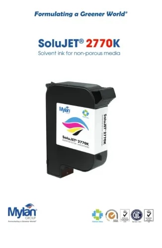 Product Details:Brand RYNANColor BlackProduct Type Ink CartridgeModel Name/Number Solujet 2770K CartridgeUsage/Application paper/carton /polybag/Laminate PouchesSolvent 1SoluJET® 2770K & 2706K black solvent TIJ 2.5 ink is designed for track and trace coding and marking and other high-productivity industrial packaging printing applications.SoluJET® 2770K ink provides excellent adhesion, long decap time, excellent optical density, sharpness and barcode readability on various semi-porous and non-porous substrates such asPET, PVC, PA, BOPP and foils
