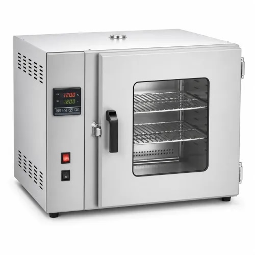 Hot Air Oven available for laboratory drying, sterilization, and sample heating. Suitable for quality labs, research labs, chemistry labs, biotech labs, and testing laboratories. Designed with insulated construction, stainless steel chamber, air circulation, adjustable shelves, and temperature control.