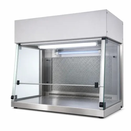 Laminar Air Flow clean bench available for microbiology labs, biotech labs, research labs, quality labs and clean-air laboratory work. Designed with silent blower, uniform air movement, stainless steel work table, HEPA filtration, fluorescent lighting and UV germicidal light depending on model.