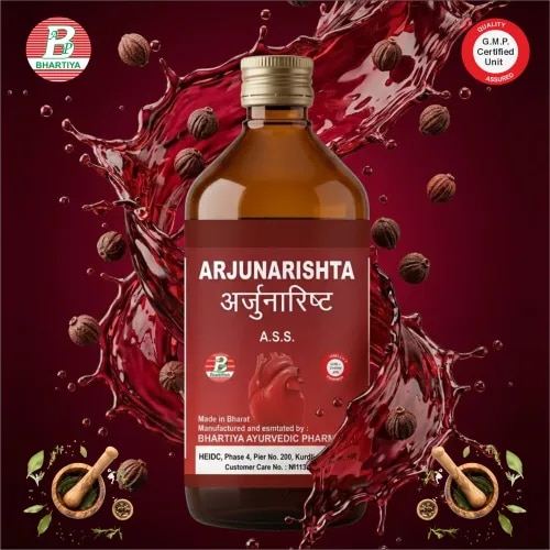 ARJUNARISHTAProduct IdentificationGeneric Name: ArjunarishtaType: Ayurvedic Polyherbal Fermented Formulation (Arishta)Primary Indication Area: Primarily used as a cardiotonic for supporting heart health, improving cardiac function, strengthening blood vessels, and managing cardiovascular disorders. It is also indicated in hypertension, palpitations, angina-like symptoms, hyperlipidemia, fatigue associated with cardiac weakness, and as supportive therapy during recovery from cardiovascular illnesses.Therapeutic Indications• Cardiac weakness (Hṛdroga)• Palpitations (Hridspandana)• Hypertension (supportive management)• Angina-like chest discomfort (supportive therapy)• Congestive cardiac weakness (adjunctive support)• Hyperlipidemia (elevated cholesterol and triglycerides)• Poor peripheral circulation• General weakness associated with cardiovascular disorders• Stress-induced cardiac symptoms• Mild edema associated with circulatory insufficiency• Post-illness cardiac rehabilitation• Age-related decline in cardiovascular functionKey Benefits• Supports healthy cardiac muscle function and improves myocardial strength• Promotes efficient blood circulation throughout the body• Helps maintain healthy blood pressure within normal physiological limits• Supports healthy cholesterol and lipid metabolism• Provides antioxidant protection against oxidative stress affecting cardiovascular tissues• Helps reduce palpitations and promotes normal cardiac rhythm• Supports vascular integrity and elasticity• Improves endurance and reduces fatigue associated with cardiac weakness• Supports recovery following prolonged illness affecting cardiovascular health• Acts as a rejuvenative (Rasayana) for the cardiovascular systemFORMULAEach part contains:Arjuna (Terminalia arjuna) Bark – 4.800 kgMunnaka (Draksha / Vitis vinifera) – 2.400 kgMadhuka Pushpa (Madhuca longifolia) – 480 gWater – 49.152 L reduced to 12.288 LGuda (Jaggery) – 4.800 kgDhataki Pushpa (Woodfordia fruticosa) – 768 gIngredients1. ArjunaBotanical Name: Terminalia arjuna• Rasa: Kashaya• Guna: Laghu, Ruksha• Virya: Sheeta• Vipaka: Katu• Prabhava: Hridya, Rakta StambhakaMechanism of Action• Strengthens cardiac muscle and supports efficient myocardial contraction• Supports healthy coronary circulation by improving blood flow to cardiac tissues• Helps maintain vascular integrity and elasticity through antioxidant activity• Supports healthy blood pressure by promoting normal vascular function• Protects cardiac cells from oxidative stress and age-related degeneration2. DrakshaBotanical Name: Vitis vinifera• Rasa: Madhura, Kashaya• Guna: Guru, Snigdha• Virya: Sheeta• Vipaka: Madhura• Prabhava: Rasayana, BalyaMechanism of Action• Provides antioxidant compounds that help protect cardiovascular tissues• Supports healthy blood circulation and vascular nourishment• Helps reduce oxidative damage associated with aging and metabolic stress• Provides natural nourishment for weakened tissues and improves vitality• Supports recovery from fatigue associated with cardiovascular weakness3. Madhuka PushpaBotanical Name: Madhuca longifolia• Rasa: Madhura• Guna: Guru, Snigdha• Virya: Sheeta• Vipaka: Madhura• Prabhava: Pittashamaka, BalyaMechanism of Action• Helps nourish body tissues and supports overall strength• Provides cooling effects that help balance excess Pitta• Supports healthy metabolism during long-term cardiovascular therapy• Helps reduce systemic inflammation affecting cardiovascular tissues• Improves overall vitality and supports recovery from chronic weakness4. Dhataki PushpaBotanical Name: Woodfordia fruticosa• Rasa: Kashaya• Guna: Laghu, Ruksha• Virya: Sheeta• Vipaka: Katu• Prabhava: Sandhaniya, YogavahiMechanism of Action• Acts as the natural fermenting agent required for Arishta preparation• Facilitates formation of self-generated alcohol that enhances extraction of phytoconstituents• Improves bioavailability of herbal constituents• Supports preservation and stability of the formulation• Enhances overall therapeutic efficacy by promoting better absorptionDosage• Adults: 15–30 ml• Twice daily after meals• With equal quantity of water (1:1 dilution is commonly recommended)Common Usage Guidance• Take after meals to improve absorption and minimize gastric discomfort.• Can be used regularly as supportive therapy for cardiovascular health under medical supervision.• Duration of therapy generally varies from 4–12 weeks depending on the individual's condition and physician's advice.Important Notes• Not recommended for self-use during pregnancy or lactation unless advised by a qualified healthcare professional.• Use cautiously in individuals taking antihypertensive, anticoagulant, or other cardiac medications.• Patients with significant cardiovascular disease should use this formulation under the supervision of a qualified Ayurvedic physician or healthcare professional.• Do not exceed the recommended dosage.