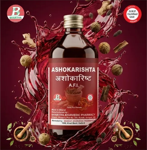 ASHOKARISHTAProduct IdentificationGeneric Name: AshokarishtaType: Ayurvedic Polyherbal Fermented Formulation (Arishta)Primary Indication Area: Primarily used as a uterine tonic, hemostatic, and hormonal regulator, indicated in gynecological disorders and menstrual irregularities.Therapeutic Indications:• Heavy menstrual bleeding (Asrigdara)• Irregular menstruation (Anartava)• Dysmenorrhea (Painful menstruation)• Uterine weakness and reproductive system debility• Leucorrhea (white discharge)• Hormonal imbalance related menstrual disorders• Postpartum uterine recovery support• Pelvic inflammatory conditions (supportive)• Anaemia associated with heavy bleedingKey Benefits• Uterine tonic – strengthens uterine muscles and endometrium• Hormonal regulation – helps balance menstrual cycle• Anti-haemorrhagic support – reduces excessive bleeding• Anti-inflammatory action – supports pelvic health• Improves reproductive health and fertility support• Reduces menstrual pain and cramps• Restorative tonic – improves strength after blood loss• Balances Pitta and Vata in reproductive system FORMULA Main Decoction Drugs (Kwatha Dravyas):• Ashoka (Saraca asoca) - 4.800 kg• Amra (Mangifera indica – bark/seed as per classical usage) - 480 g• Daruharidra (Berberis aristata) - 480 g• Haritaki (Terminalia chebula) - 480 g• Bibhitaki (Terminalia bellirica) - 480 g• Amalaki (Emblica officinalis) - 480 g• Vasa (Adhatoda vasica) - 480 g• Utpala (Nymphaea alba / Nymphaea stellata) - 480 g• Shveta Jiraka (Cuminum cyminum) - 480 g• Musta (Cyperus rotundus) - 480 gPrakshepa Dravyas (Added after decoction):• Sunthi (Zingiber officinale) - 48 g• Shveta Jiraka (Cuminum cyminum) - 48 g• Musta (Cyperus rotundus) - 48 g• Dhataki pushpa (Woodfordia fruticosa) - 48 g• Daruharidra (Berberis aristata) - 48 g• Utpala (Nymphaea alba) - 48 g• Candan Shveta (Santalum album – white sandalwood) - 48 gFermentation Base:• Guda (Jaggery) - 14.400 kg• Water (for decoction & fermentation) - 49152 L reduced to 12.288 L1. Ashoka (Saraca asoca)• Rasa: Kashaya, Tikta• Guna: Laghu, Ruksha• Virya: Sheeta• Vipaka: Katu• Prabhava: Stambhana, Garbhashaya balyaMechanism of Action:• Strengthens uterine musculature and endometrium• Controls excessive menstrual bleeding• Regulates hormonal fluctuations• Reduces pelvic inflammation and pain• Improves uterine tone and stability2. Amra (Mangifera indica)• Rasa: Kashaya, Madhura• Guna: Guru, Ruksha• Virya: Sheeta• Vipaka: Madhura• Prabhava: StambhanaMechanism of Action:• Helps control excessive bleeding• Supports tissue healing in reproductive tract• Provides mild nutritive and cooling effect• Reduces Pitta-related inflammation• Improves mucosal stability3. Daruharidra (Berberis aristata)• Rasa: Tikta, Kashaya• Guna: Laghu, Ruksha• Virya: Ushna• Vipaka: Katu• Prabhava: RaktashodhakaMechanism of Action:• Purifies blood and reduces toxins• Anti-inflammatory effect on uterine tissues• Supports microbial balance in reproductive tract• Improves liver-hormonal metabolism• Reduces abnormal discharge4. Haritaki (Terminalia chebula)• Rasa: Pancharasa (except Lavana)• Guna: Laghu, Ruksha• Virya: Ushna• Vipaka: Madhura• Prabhava: AnulomanaMechanism of Action:• Improves detoxification and bowel regulation• Balances Vata affecting menstruation• Enhances nutrient absorption• Supports metabolic cleansing• Reduces systemic toxin load5. Bibhitaki (Terminalia bellirica)• Rasa: Kashaya• Guna: Ruksha• Virya: Ushna• Vipaka: Madhura• Prabhava: Kapha shodhanaMechanism of Action:• Supports metabolic detoxification• Improves liver function• Reduces inflammatory congestion• Helps in hormonal clearance• Purifies blood and tissues6. Amalaki (Emblica officinalis)• Rasa: Amla pradhana pancharasa• Guna: Laghu, Ruksha• Virya: Sheeta• Vipaka: Madhura• Prabhava: RasayanaMechanism of Action:• Improves iron absorption and anaemia support• Enhances tissue regeneration• Reduces oxidative stress• Supports hormonal balance• Strengthens immunity7. Vasa (Adhatoda vasica)• Rasa: Tikta, Kashaya• Guna: Laghu, Ruksha• Virya: Sheeta• Vipaka: Katu• Prabhava: RaktastambhanaMechanism of Action:• Controls bleeding tendency• Purifies blood and reduces inflammation• Supports respiratory and systemic detox• Stabilizes vascular fragility• Helps in Pitta-related disorders8. Utpala (Nymphaea alba / Nymphaea stellata)• Rasa: Tikta, Kashaya• Guna: Laghu, Snigdha• Virya: Sheeta• Vipaka: Katu• Prabhava: Pitta shamanaMechanism of Action:• Reduces uterine inflammation and burning• Controls excessive bleeding• Provides cooling effect on reproductive system• Supports hormonal balance• Calms Pitta-related disorders9. Musta (Cyperus rotundus)• Rasa: Tikta, Katu• Guna: Laghu, Ruksha• Virya: Sheeta• Vipaka: Katu• Prabhava: Deepana, PachanaMechanism of Action:• Improves digestion and metabolism• Reduces abdominal discomfort• Controls excess discharge• Supports detoxification• Balances gut-reproductive axis10. Sunthi (Zingiber officinale)• Rasa: Katu• Guna: Laghu, Ruksha• Virya: Ushna• Vipaka: Madhura• Prabhava: Ama pachanaMechanism of Action:• Improves circulation and uterine blood flow• Reduces menstrual cramps• Breaks down metabolic toxins (Ama)• Enhances digestion• Supports pain relief11. Shveta Jiraka (Cuminum cyminum)• Rasa: Katu, Tikta• Guna: Laghu, Ruksha• Virya: Ushna• Vipaka: Katu• Prabhava: Deepana, PachanaMechanism of Action:• Stimulates digestion and metabolism• Reduces bloating and abdominal pain• Improves nutrient absorption• Supports uterine and pelvic circulation• Enhances digestive fire (Agni)12. Dhataki (Woodfordia fruticosa)• Rasa: Kashaya• Guna: Laghu, Ruksha• Virya: Ushna• Vipaka: Katu• Prabhava: Sandhana karakaMechanism of Action:• Acts as natural fermenting agent• Enhances bioavailability of herbal actives• Stabilizes fermentation process• Improves absorption of constituents• Supports gut microbial activity13. Candan Shveta (Santalum album – White Sandalwood)• Rasa: Tikta, Madhura• Guna: Laghu, Snigdha• Virya: Sheeta• Vipaka: Katu• Prabhava: Pitta shamanaMechanism of Action:• Provides cooling effect on uterus• Reduces inflammation and burning sensation• Supports hormonal balance• Calms excessive Pitta activity• Improves pelvic comfortDosage• Adults: 15–30 ml• Twice daily after meals• With equal quantity of water (1:1 dilution)Common Usage Guidance• Used in menstrual disorders and uterine weakness• Supports hormonal balance and reproductive health• Typically used for 4–8 weeks• Best taken after foodImportant Notes• Use cautiously in pregnancy unless prescribed• Avoid in uncontrolled diabetes (contains jaggery)• Not suitable for acute heavy bleeding without supervision• Should be taken under Ayurvedic supervision in chronic casesashokarishta syrupashokarishta syrup benefitsashokarishta ke faydeashokarishta syrup usesashokarishta peene ke faydeashokarishta syrup priceashokarishta dawai kis kaam aati haiashokarishta ayurvedic dawaiashokarishta ayurvedic medicineashokarishta ayurvedicashokarishta ayurvedic syrupashokarishta ayurvedic medicine uses in hindiashokarishta amazonashokarishta ayurvedic medicine usesashokarishta benefitsashokarishta benefits in hindiashokarishta benefits for femaleashokarishta benefits for periodsashokarishta benefits for female in hindiashokarishta benefits for periods in hindiashokarishta dawai ke faydeashokarishta dose per dayashokarishta dava kis kaam aati haiashokarishta dawa peene ke faydeashokarishta dawaashokarishta expiry dateashokarishta expiry periodashokarishta eating timeashokarishta faydeashokarishta for pregnancyashokarishta flipkartashokarishta how to useashokarishta how to takeashokarishta hamdardashokarishta haiashokarishta how to consumeashokarishta in hindiashokarishta ingredients in hindiashokarishta is used forashokarishta ke kya-kya fayde hainashokarishta kaise leashokarishta lene ka tarikaashokarishta lene ka sahi tarikaashokarishta liquid medicineashokarishta liquid usesashokarishta medicine in hindiashokarishta medicine priceashokarishta mahilaon ke liyeashokarishta near meashokarishta uses for female in hindiashokarishta uses for femaleashokarishta uses and benefitsashokarishta uses and benefits in hindiashokarishta upyog