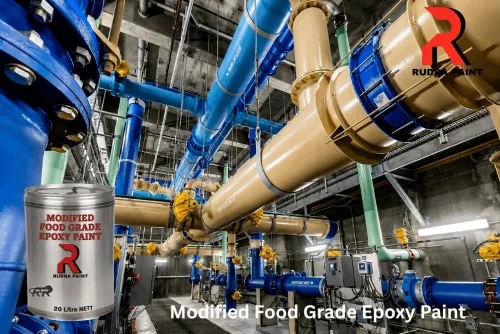 RP - 318Modified Food Grade Epoxy Paint is a high-performance protective coating specially formulated for use in environments where direct or indirect contact with food products may occur. It is manufactured using modified epoxy resins and food-safe curing agents, ensuring that the coating complies with food safety standards while providing excellent durability and chemical resistance. This type of paint is commonly applied to the interior surfaces of food processing equipment, storage tanks, pipelines, silos, dairy plants, breweries, pharmaceutical facilities, and potable water tanks.One of the key features of modified food grade epoxy paint is its exceptional resistance to water, oils, fats, chemicals, cleaning agents, and mild acids. It forms a hard, smooth, and non-porous surface that prevents the growth of bacteria, fungi, and mold, thereby maintaining high standards of hygiene. The seamless finish also makes cleaning and sanitization easier, reducing maintenance costs and ensuring compliance with strict food safety regulations.