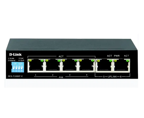 D-Link Network Switch (DES-F1006P-FE) 6 Port 10/100 with PoE product image