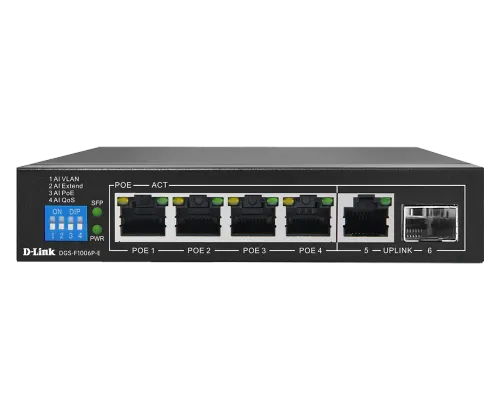 D-Link Network Switch (DGS-F1006P-E) 6 Port Gigabit with PoE product image