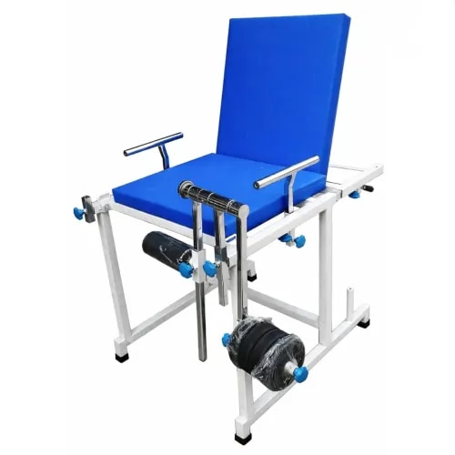 The K-Star Quadriceps Exercise Chair is a professional-grade rehabilitation and exercise system developed to support quadriceps strengthening, knee exercise programs, lower limb conditioning, and physiotherapy training. Manufactured using a heavy-duty powder-coated steel frame, this chair offers exceptional durability and stability for regular use in clinical and home environments. Its ergonomic seating position provides comfort during exercise sessions, while the adjustable leg exercise mechanism allows users to perform controlled lower-limb movements according to their training or rehabilitation requirements. The high-density foam cushioning enhances comfort, making the chair suitable for longer exercise sessions under professional supervision.