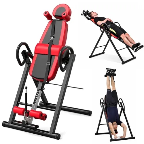 The K-Star Inversion Table is a professional-grade inversion therapy table designed to provide a comfortable, stable, and secure platform for inversion exercises, stretching routines, and physiotherapy programs. Manufactured using a heavy-duty powder-coated steel frame, this inversion table offers excellent durability and stability for both professional healthcare environments and home use.The adjustable height settings allow users of different body sizes to achieve a comfortable fit, while the ergonomic ankle locking system helps provide secure positioning during inversion sessions. The padded backrest is designed to enhance comfort throughout exercise routines, and the smooth inversion mechanism allows controlled movement between different inversion angles. Its foldable construction makes storage simple when the table is not in use, making it suitable for homes, physiotherapy clinics, rehabilitation centers, fitness studios, wellness facilities, sports training centers, and orthopedic departments. The non-slip rubber feet enhance stability on various floor surfaces, while the adjustable safety strap provides additional control over the inversion angle.