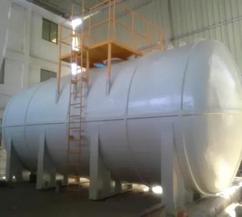 A Horizontal FRP (Fiber Reinforced Plastic) Storage Tank is a durable, corrosion-resistant storage solution designed for the safe handling and storage of chemicals, water, fuels, and industrial liquids. Engineered using premium-quality fiberglass reinforcement and advanced resin systems, these tanks provide exceptional strength, leak-proof performance, and long service life. Their horizontal design makes them ideal for installations where height is limited or where tanks need to be transported or mounted on skids or trailers.FeaturesSuperior corrosion and chemical resistanceHigh strength-to-weight ratioLightweight for easy transportation and installationLeak-proof and maintenance-free designUV-resistant exterior for outdoor applicationsSmooth internal surface to reduce scaling and residue buildupAvailable in custom capacities and dimensionsSuitable for atmospheric and low-pressure storageLong operational life with minimal maintenanceDesigned to meet industry quality standards