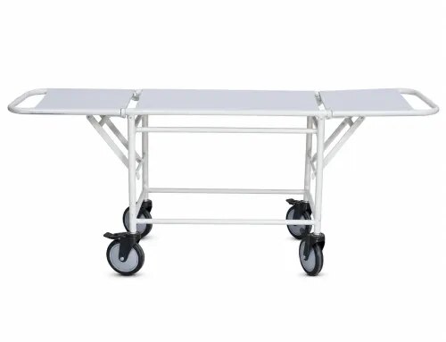 The Folding Stretcher is a lightweight and durable patient transport stretcher designed for hospitals, ambulances, emergency response, and disaster management. Its foldable design allows for easy storage and transportation while maintaining strength and stability. The sturdy CRCA powder-coated steel frame and smooth-rolling castors ensure safe and efficient patient handling.SpecificationOverall Size: 1840 mm (L) × 570 mm (W) × 800 mm (H)Folding Size: 1000 mm (L) × 510 mm (W) × 760 mm (H)Safe Working Load: 150 kgFrame Material: CRCA Powder-Coated SteelPatient Platform: MS Sheet TopFinish: Powder-CoatedCastors: Heavy-Duty Swivel CastorsDesign: Foldable for Easy Storage and TransportConstruction: Strong Welded Steel FrameHandles: Integrated Carry Handles at Both EndsApplication: Hospitals, Ambulances, Emergency Services, Disaster Relief, and Patient Transfer