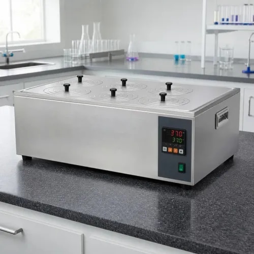 Bharat Scientific World supplies laboratory water baths for schools, colleges, research laboratories, microbiology labs, hospitals, pharmaceutical labs and industrial quality-control laboratories. A laboratory water bath is commonly used for controlled heating, sample warming, incubation support and routine chemistry or biology lab processes.This laboratory water bath is suitable for chemistry labs, biology labs, microbiology laboratories, college laboratories, research centres, food testing labs and QC departments. It can be supplied as part of a complete laboratory setup along with hot air ovens, incubators, autoclaves, magnetic stirrers, glassware, lab furniture and other laboratory instruments.Contact Bharat Scientific World for laboratory water bath, thermostatic water bath, heating equipment and complete laboratory equipment supply.