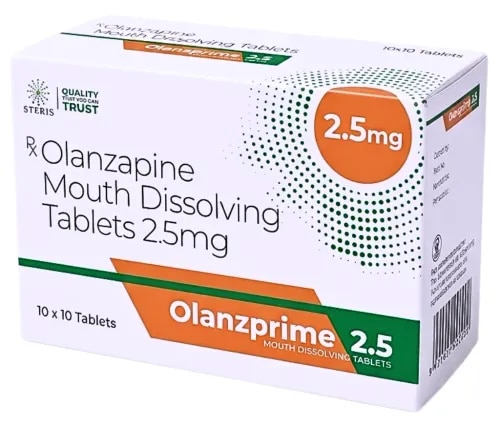 OLANZPRIME 2.5 is a high-quality pharmaceutical formulation containing Olanzapine 2.5 mg in a convenient mouth dissolving tablet (MDT) dosage form. Developed to support the management of various psychiatric disorders, this formulation is designed to deliver effective therapy while improving patient convenience and treatment adherence. Manufactured in GMP-certified facilities using premium pharmaceutical ingredients, OLANZPRIME 2.5 is produced under strict quality control standards to ensure safety, purity, and consistent performance.The rapidly dissolving tablet is formulated to disintegrate quickly on the tongue without the need for water, making it an ideal option for patients who have difficulty swallowing conventional tablets. Its user-friendly dosage form enhances ease of administration while providing dependable therapeutic support under the supervision of a qualified healthcare professional.CompositionBrand Name: OLANZPRIME 2.5Generic Name: OlanzapineStrength: 2.5 mgDosage Form: Mouth Dissolving Tablet (MDT)What is OLANZPRIME 2.5?OLANZPRIME 2.5 contains Olanzapine, an atypical antipsychotic medication that works by regulating the activity of important neurotransmitters such as dopamine and serotonin. By helping restore the balance of these chemical messengers, the medicine supports improved emotional stability, clearer thinking, better behavioral control, and overall mental health.Its mouth dissolving formulation is specifically designed to provide greater convenience, particularly for individuals who experience difficulty swallowing standard oral tablets.Uses of OLANZPRIME 2.5OLANZPRIME 2.5 may be recommended by healthcare professionals for the treatment and long-term management of various psychiatric conditions, including:SchizophreniaBipolar disorder, including manic and mixed episodesMaintenance therapy for bipolar disorderManagement of psychotic symptomsSelected behavioral or psychiatric conditions as determined by a physicianThe appropriate dosage and duration of therapy should always be decided by a qualified healthcare provider based on the patient's individual clinical needs.Benefits of OLANZPRIME 2.5Quick-Dissolving TechnologyThe tablet dissolves rapidly in the mouth without requiring water, making administration simple and convenient.Improved Patient AdherenceThe easy-to-take formulation is especially beneficial for elderly patients and individuals with swallowing difficulties, helping improve compliance with prescribed treatment.Proven Antipsychotic TherapyOlanzapine is a well-established atypical antipsychotic used by healthcare professionals to help manage symptoms associated with schizophrenia and bipolar disorder.Manufactured to High Pharmaceutical StandardsProduced under strict GMP guidelines, OLANZPRIME 2.5 undergoes comprehensive quality testing to ensure consistent safety, efficacy, and product reliability.Convenient Anytime AdministrationThe mouth dissolving dosage form offers flexibility and ease of use, even when drinking water is not readily available.How OLANZPRIME 2.5 WorksOlanzapine belongs to the atypical antipsychotic class of medicines. It acts by modulating the activity of dopamine and serotonin receptors in the brain, helping restore a healthy balance of neurotransmitters involved in mood, perception, and behavior.This therapeutic action may help reduce symptoms such as:HallucinationsDelusional thoughtsAgitationMood fluctuationsDisorganized thinkingAnxiety associated with certain psychiatric conditionsWith regular use as prescribed, OLANZPRIME 2.5 helps support mental stability and improves overall quality of life for many patients.Dosage and AdministrationTake OLANZPRIME 2.5 exactly as directed by your healthcare professional.General administration guidelines include:Place the tablet directly on the tongue.Allow it to dissolve completely before swallowing.Water is generally not required.Take the medication at the same time each day whenever possible.Continue treatment for the duration recommended by your physician.Do not stop taking the medicine without medical advice.Possible Side EffectsLike all prescription medicines, OLANZPRIME 2.5 may cause side effects in some individuals, although not everyone experiences them.Common side effects may include:DrowsinessDizzinessDry mouthIncreased appetiteWeight gainConstipationTirednessSerious or unusual symptoms require prompt medical evaluation. Always consult your healthcare provider if side effects become persistent or concerning.Precautions and WarningsBefore starting OLANZPRIME 2.5, inform your healthcare provider if you have:Diabetes mellitusLiver disordersHeart diseaseEpilepsy or seizure disordersHigh cholesterol or lipid abnormalitiesHistory of strokeKidney impairmentKnown allergy to Olanzapine or any ingredient in the formulationAlcohol consumption should generally be avoided during treatment, as it may increase drowsiness and other central nervous system effects.Storage InstructionsTo preserve product quality:Store in a cool and dry place.Protect from direct sunlight and excessive moisture.Keep below the storage temperature mentioned on the product packaging.Store in the original blister pack until use.Keep out of the reach of children.Why Choose OLANZPRIME 2.5?OLANZPRIME 2.5 combines trusted antipsychotic therapy with the convenience of mouth dissolving technology, making it an excellent option for patients who require easy administration without compromising treatment effectiveness.Key AdvantagesPremium-quality Olanzapine 2.5 mg formulationRapid mouth dissolving tablet for easy administrationNo water required for consumptionSupports improved medication complianceManufactured under stringent GMP quality standardsReliable dosage accuracy and product consistencySecure packaging designed to maintain product stabilityFrequently Asked Questions (FAQs)What is OLANZPRIME 2.5 prescribed for?OLANZPRIME 2.5 is prescribed for the treatment and management of schizophrenia, bipolar disorder, and other psychiatric conditions as determined by a qualified healthcare professional.Does this tablet need to be taken with water?No. The mouth dissolving tablet is designed to dissolve on the tongue, allowing convenient administration without water.Can I discontinue OLANZPRIME 2.5 without consulting my doctor?No. Treatment should not be stopped suddenly, as abrupt discontinuation may increase the risk of symptom recurrence or withdrawal effects. Always seek medical advice before making any changes to your medication.Is OLANZPRIME 2.5 appropriate for older adults?Healthcare professionals may prescribe this medicine for elderly patients when clinically appropriate. Individual dosage adjustments may be necessary depending on the patient's overall health and medical history.How long should treatment continue?The duration of therapy varies according to the patient's diagnosis, treatment response, and clinical condition. Your healthcare provider will determine the most appropriate treatment plan and monitor progress throughout therapy.