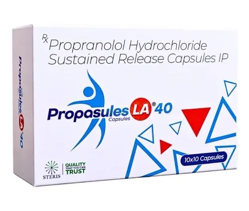 PROPASULES LA 40 is a premium pharmaceutical formulation containing Propranolol Hydrochloride Sustained Release Capsules IP 40 mg. Developed with advanced sustained-release technology, this formulation delivers the active ingredient gradually over an extended period, helping maintain consistent therapeutic levels while supporting the convenience of once-daily administration when prescribed by a healthcare professional.Manufactured in GMP-certified facilities using pharmaceutical-grade raw materials, PROPASULES LA 40 is produced under strict quality control measures to ensure purity, safety, and batch-to-batch consistency. It is intended for the treatment of medical conditions in which propranolol therapy is considered appropriate by a qualified physician.CompositionEach Sustained Release Capsule Contains:Propranolol Hydrochloride IP – 40 mgSustained Release PelletsPharmaceutical Excipients – q.s.Capsule Shell – Approved pharmaceutical-grade ingredientsDosage Form: Sustained Release CapsulesWhat is PROPASULES LA 40?PROPASULES LA 40 contains Propranolol Hydrochloride, a non-selective beta-adrenergic receptor blocker (beta-blocker) that helps manage a variety of cardiovascular and neurological conditions. The sustained-release formulation is specifically designed to release the medicine gradually throughout the day, providing prolonged therapeutic action and helping maintain stable plasma drug concentrations compared with conventional immediate-release formulations.Its controlled-release technology enhances dosing convenience and supports consistent treatment outcomes when used according to medical advice.Key FeaturesContains Propranolol Hydrochloride Sustained Release IP 40 mgAdvanced sustained-release technology for prolonged drug deliverySupports once-daily dosing as prescribedManufactured using premium pharmaceutical-grade ingredientsProduced in GMP-compliant manufacturing facilitiesStringent quality assurance for consistent product performanceReliable formulation for long-term therapeutic use under medical supervisionTherapeutic UsesHealthcare professionals may prescribe PROPASULES LA 40 for the management of several cardiovascular and neurological disorders, including:Hypertension (high blood pressure)Chronic stable anginaCardiac arrhythmiasPrevention of migraine attacksEssential tremorPhysical symptoms associated with anxietyCardiovascular manifestations of hyperthyroidismSecondary prevention following myocardial infarction, when clinically indicatedThe choice of treatment, dosage, and duration should always be individualized based on the patient's medical condition and physician's assessment.How PROPASULES LA 40 WorksPropranolol Hydrochloride works by blocking beta-adrenergic receptors located in the heart and other tissues. This action reduces the effects of adrenaline and other stress hormones on the cardiovascular system.As a result, the medicine may help:Slow the heart rateReduce the workload on the heartLower elevated blood pressureImprove control of certain abnormal heart rhythmsReduce the frequency of migraine episodesMinimize symptoms associated with essential tremorRelieve physical manifestations of anxiety, such as rapid heartbeat and tremblingThe sustained-release pellets gradually release the medication throughout the day, providing prolonged therapeutic coverage and reducing fluctuations in drug levels.Benefits of the Sustained Release FormulationThe advanced sustained-release technology offers several advantages:Controlled and gradual release of the active ingredientExtended therapeutic effect throughout the dosing intervalMore consistent blood concentrations of the medicationReduced peak-to-trough fluctuations compared with immediate-release formulationsConvenient dosing schedule that may improve treatment adherenceSuitable for long-term therapy under medical supervisionTreatment outcomes depend on individual patient response and adherence to the prescribed regimen.Dosage and AdministrationTake PROPASULES LA 40 exactly as instructed by your healthcare provider.General recommendations include:Swallow the capsule whole with sufficient water.Do not crush, chew, or open the capsule unless specifically advised.Take the medicine at the same time every day.Follow the prescribed dosage schedule carefully.Do not discontinue treatment abruptly without consulting your physician, as sudden withdrawal may increase the risk of cardiovascular complications.Possible Side EffectsLike all medications, PROPASULES LA 40 may cause side effects in some individuals, although many patients tolerate it well.Common side effects may include:FatigueDizzinessSlow heartbeatCold hands and feetNauseaSleep disturbancesMild stomach discomfortSeek immediate medical attention if you experience breathing difficulty, severe dizziness, fainting, swelling of the face or throat, or signs of a serious allergic reaction.Consult your healthcare provider if any side effects persist or become troublesome.Precautions and WarningsBefore starting PROPASULES LA 40, inform your doctor if you have:Asthma or chronic obstructive pulmonary disease (COPD)Diabetes mellitusLiver impairmentKidney diseaseHeart failureLow blood pressureBradycardia (slow heart rate)Peripheral vascular diseaseThyroid disordersHistory of hypersensitivity reactionsYour physician should also be informed about all prescription medicines, over-the-counter drugs, herbal supplements, and dietary products you are taking to minimize the risk of drug interactions.Pregnancy and BreastfeedingThe use of PROPASULES LA 40 during pregnancy or breastfeeding should only be considered when recommended by a qualified healthcare professional after carefully evaluating the potential benefits and possible risks.Always consult your physician before taking this medicine during pregnancy or while nursing.Storage InstructionsTo maintain product quality:Store in a cool and dry place.Protect from moisture and direct sunlight.Keep below the storage temperature specified on the product label.Store in the original packaging until use.Keep out of the reach of children.Do not use the medicine after the expiry date printed on the pack.Why Choose PROPASULES LA 40?PROPASULES LA 40 is formulated to deliver dependable therapeutic performance through advanced sustained-release technology. Manufactured under stringent pharmaceutical quality standards, it combines consistent drug delivery, convenient dosing, and reliable product quality to support long-term cardiovascular and neurological care.Key AdvantagesPremium sustained-release Propranolol formulationControlled drug release for prolonged therapeutic actionConvenient once-daily administration as prescribedManufactured in GMP-certified facilitiesHigh standards of quality, purity, and consistencyReliable formulation for chronic disease managementFrequently Asked Questions (FAQs)What is PROPASULES LA 40 prescribed for?PROPASULES LA 40 may be prescribed for conditions such as hypertension, chronic angina, cardiac arrhythmias, migraine prevention, essential tremor, anxiety-related physical symptoms, and certain cardiovascular conditions, depending on the physician's evaluation.Can PROPASULES LA 40 be taken once a day?Yes. The sustained-release formulation is designed to support convenient once-daily dosing when prescribed by a healthcare professional.Can I stop taking PROPASULES LA 40 suddenly?No. Abrupt discontinuation of propranolol may increase the risk of serious cardiovascular events. Always consult your doctor before stopping treatment.Can people with diabetes take PROPASULES LA 40?Patients with diabetes should use this medicine only under medical supervision, as beta-blockers may mask some warning signs of low blood sugar.Is PROPASULES LA 40 suitable for every patient?No. This medicine may not be appropriate for individuals with certain conditions such as severe asthma, significant bradycardia, or specific cardiac disorders. Your healthcare provider will determine whether it is suitable for your individual medical needs.