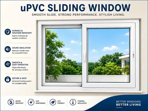 We are one of the foremost Manufacturers and Retailers of UPVC Window, UPVC Door, UPVC Arch Windows, UPVC Windows Frame, UPVC Office Partitions, UPVC Wardrobe and much more. Our professionals work in close coordination to ensure a high-quality assortment of products for the customers. We have recruited a team of professionals. In addition to this, to avoid disputes in the workplace, our professionals strive dedicatedly. Owing to our fare policies and the best quality products.
Window Type Sash Window
Sash Style Double Sash
Glass Type Single Glass
Frame Color White
Grill Design No Grill
Profile Brand Other Branded
Opening Direction Horizontal Slide
Insect Screen No Mesh