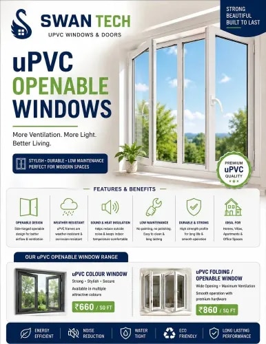 We are one of the foremost Manufacturers and Retailers of UPVC Window, UPVC Door, UPVC Arch Windows, UPVC Windows Frame, UPVC Office Partitions, UPVC Wardrobe and much more. Our professionals work in close coordination to ensure a high-quality assortment of products for the customers. We have recruited a team of professionals. In addition to this, to avoid disputes in the workplace, our professionals strive dedicatedly. Owing to our fare policies and the best quality products.Profile Brand                    EurotechHeight                                1200 mm (4 ft)Width                                 1200 mm (4 ft)Profile Series                     60 mm SeriesColor                                   WhiteWindow Type                    Casement WindowGlazing Type                      Single GlazedGlass Type                          Plain GlassMesh Option                      Without Mesh