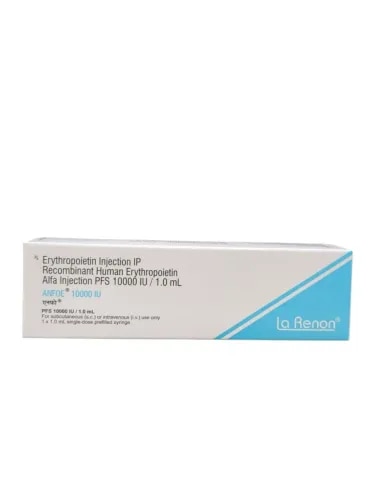 online Recombinant Human Erythropoietin (10000IU) Buy Anfoe 10000IU InjectionAnfoe 10000IU Injection is a medicine used to treat anemia in people with chronic kidney disease and cancer patients undergoing chemotherapy. It stimulates the production of red blood cells in the body. Thus, helps increase the red blood cell levels in the body and alleviates anemia associated symptoms.Weight/Quantity: 1 Pre-filled SyringeShould be stored at room temperature, between 2°C to 8°CAnfoe 10000IU Injection contains active components such as Recombinant human erythropoietin alfa/epoetin alfa. It is a medication that belongs to a class of drugs called erythropoiesis-stimulating agents (ESAs). This medication treats anemia caused by chronic kidney disease (CKD), cancer chemotherapy, or HIV infection treatment with zidovudine. It also reduces the need for red blood cell transfusions in patients at high risk for blood loss due to planned surgery or other procedures. BenefitsAnfoe 10000IU injection is used in the following:1.Anemia due to Chronic kidney disease (CKD)2.Anemia due to Cancer chemotherapy3.Anemia due to HIV infection treatment with zidovudine