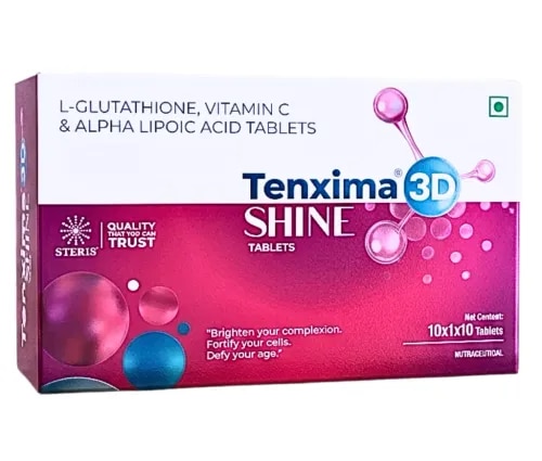 TENXIMA 3D SHINE is a specially formulated dietary supplement built around three well-researched antioxidant ingredients — L-Glutathione, Vitamin C, and Alpha Lipoic Acid. Together, this trio is designed to help the body fight oxidative stress, support a naturally even-looking complexion, and contribute to general wellness as part of a balanced lifestyle.Rather than relying on a single active ingredient, TENXIMA 3D SHINE takes a layered approach — combining three antioxidants that are known to work in tandem, each reinforcing the others' activity. The result is a supplement aimed at people who want a straightforward, science-backed way to support skin health and reduce the everyday impact of environmental and metabolic stressors on the body.Core Ingredients Inside TENXIMA 3D SHINEL-GlutathioneOften referred to as the body's “master antioxidant,” L-Glutathione plays a central role in scavenging free radicals and assisting the liver's natural detox pathways. Because glutathione production tends to slow down as we age, many people turn to supplementation as a way to help maintain their body's baseline antioxidant reserves.Vitamin CBeyond its well-known role in immunity, Vitamin C is a key building block for collagen synthesis, which supports skin firmness and structure. It also has a special relationship with glutathione — Vitamin C helps regenerate spent glutathione back into its active form, effectively extending and amplifying its antioxidant activity in the body.Alpha Lipoic Acid (ALA)Alpha Lipoic Acid stands out because it is both fat- and water-soluble, allowing it to work across a wider range of tissues than most antioxidants. It supports cellular energy metabolism and, notably, helps “recharge” other antioxidants — including Vitamin C and glutathione — once they've been used up, creating a self-reinforcing antioxidant cycle.What Are the Benefits of TENXIMA 3D SHINE?TENXIMA 3D SHINE is positioned as a multi-benefit wellness supplement, with its formulation designed around the following areas:Skin health support — the antioxidant blend is formulated to support a healthy-looking, naturally radiant complexion.Even-toned skin appearance — the pairing of glutathione and Vitamin C is popularly associated with helping maintain a more uniform skin tone over time.Broad antioxidant defense — helps counter the oxidative load caused by pollution, UV exposure, and everyday metabolic activity.Collagen support — Vitamin C's role in collagen synthesis contributes to skin elasticity and structural integrity.Cellular-level protection — Alpha Lipoic Acid helps limit oxidative damage at the cellular level while replenishing other antioxidants.Detox pathway support — glutathione assists the body's built-in processes for clearing out harmful byproducts.Immune system support — Vitamin C contributes to normal, healthy immune function.Support for a youthful look — consistent antioxidant intake is often associated with fresher, healthier-looking skin over time.How Does TENXIMA 3D SHINE Work?The formulation is built on the idea of antioxidant synergy rather than relying on one ingredient in isolation:L-Glutathione neutralizes free radicals throughout the body, acting as the primary line of antioxidant defense.Vitamin C not only contributes its own antioxidant activity but also regenerates glutathione once it has been “used up,” effectively recycling it for continued protection.Alpha Lipoic Acid closes the loop by regenerating both Vitamin C and glutathione, keeping the antioxidant cycle active for longer.This three-way interaction is what differentiates TENXIMA 3D SHINE from single-ingredient antioxidant supplements — instead of one antioxidant working alone until it's depleted, the formulation is designed so each ingredient supports and extends the effectiveness of the others.Who Is TENXIMA 3D SHINE Designed For?This supplement may be a good fit for adults who are looking to:Maintain healthier-looking skinSupport a more even skin toneIncrease their daily antioxidant intakeBuild resilience against everyday oxidative stressSupport natural collagen productionTake a proactive approach to general wellness and healthy agingHow to Use TENXIMA 3D SHINEAlways follow the guidance of your healthcare provider or the instructions on the product label. To support optimal results, consider pairing supplementation with these habits:Take the supplement consistently, at the same time each dayStay well-hydrated throughout the dayMaintain a balanced, nutrient-rich dietApply sunscreen during the day to protect skin from UV-related oxidative stressWhy Choose TENXIMA 3D SHINE?Thoughtfully Sourced Ingredients Formulated using high-quality raw materials chosen for their nutritional relevance and consistency.A Synergistic Antioxidant System Brings together three complementary, well-studied antioxidants in a single, easy-to-take formulation.Manufactured to Strict Quality Standards Produced under stringent quality-control processes to help ensure batch-to-batch consistency.Built for Everyday Wellness Routines Designed to slot easily into a daily supplement routine without added complexity.Ingredient SnapshotL-GlutathioneThe body's primary antioxidantSupports natural detoxificationHelps reduce oxidative stressSupports skin healthVitamin CSupports collagen synthesisStrengthens antioxidant defenseContributes to immune healthRegenerates glutathioneAlpha Lipoic AcidA dual-solubility, “universal” antioxidantSupports cellular energy metabolismRegenerates other antioxidantsHelps guard against oxidative stressLifestyle Habits That Complement TENXIMA 3D SHINESupplementation tends to work best alongside supportive daily habits:Drink adequate water throughout the dayInclude antioxidant-rich fruits and vegetables in your dietPrioritize consistent, quality sleepStay physically activeAvoid smokingLimit prolonged, unprotected sun exposureApply sunscreen as part of your daily routinePractice healthy stress managementStorage InstructionsStore in a cool, dry location away from direct sunlightKeep out of reach of childrenDo not use if the safety seal is broken or tampered withSafety InformationUse strictly as directed by your healthcare professional or as per the labelDo not exceed the recommended daily dosagePregnant or breastfeeding women should seek medical advice before useIndividuals with pre-existing medical conditions should consult a doctor before starting supplementationThis product is not intended to diagnose, treat, cure, or prevent any diseaseWhy Antioxidant Support Matters TodayEveryday exposure to pollution, UV rays, processed diets, and chronic stress steadily increases the oxidative burden on the body. Left unchecked, this oxidative stress can accelerate visible skin aging and take a toll on overall cellular health. Antioxidant supplementation is one practical way to help offset this burden, working alongside — not as a replacement for — a healthy diet and lifestyle.By combining L-Glutathione, Vitamin C, and Alpha Lipoic Acid, TENXIMA 3D SHINE is designed to offer layered antioxidant support that addresses this modern-day oxidative load from multiple angles at once.ConclusionTENXIMA 3D SHINE brings together three complementary antioxidants — L-Glutathione, Vitamin C, and Alpha Lipoic Acid — into a single daily supplement aimed at supporting healthier-looking skin and broader wellness goals. Its formulation is built around the concept of antioxidant synergy, where each ingredient helps sustain and regenerate the others for more comprehensive protection against oxidative stress.For adults looking to support their skin's natural radiance, boost daily antioxidant intake, or simply build a more proactive wellness routine, TENXIMA 3D SHINE offers a convenient, quality-driven option grounded in a well-thought-out ingredient combination.Frequently Asked QuestionsWhat exactly is TENXIMA 3D SHINE? It's a dietary supplement combining L-Glutathione, Vitamin C, and Alpha Lipoic Acid to support antioxidant protection and healthier-looking skin.Is it meant to be taken every day? Follow the dosage and frequency recommended by your healthcare professional or as stated on the product label.How soon can results be expected? This varies from person to person, depending on factors like diet, lifestyle habits, and how consistently the supplement is taken.Can both men and women use it? Yes, it's formulated for adult use generally, unless a healthcare provider advises otherwise based on individual health needs.Is it safe to combine with other supplements? Speak with your healthcare provider before combining this with other supplements, particularly if you have existing health conditions or take other medications.