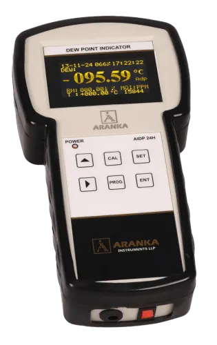 Model Number/Name	AIDP-18HUsage/Application	compressed air,metal treatment,additive manufacturing as well as food and plastics drying.Brand	Aranka Instruments LLPMeasuring Range	-80'C TO 60'CWarranty	1 YearSupply Voltage	BATTERY OPERATEDAccuracy	+/- 3% FSDApplication	IndustrialOperating Temperature	0-50 Degree CelsiusHand-held Dewpoint Meter AIDP-18H for spot-checking applications and field calibration offers accurate and fast measurement for industrial dew point applications, such as compressed air, metal treatment, additive manufacturing as well as food and plastics drying.Features Accurate measurement ranges from -80°C...+60°C (-76°F...+140°F) AIDP-18H [OPTIONAL]Direct Measur High Pressure Max. 16Bar.Traceable calibration to national standards (certificate included)Additional Information:Item Code: AIDP-18HDelivery Time: 3 WEEKSPackaging Details: PROTECTION COVER & CARY BAG