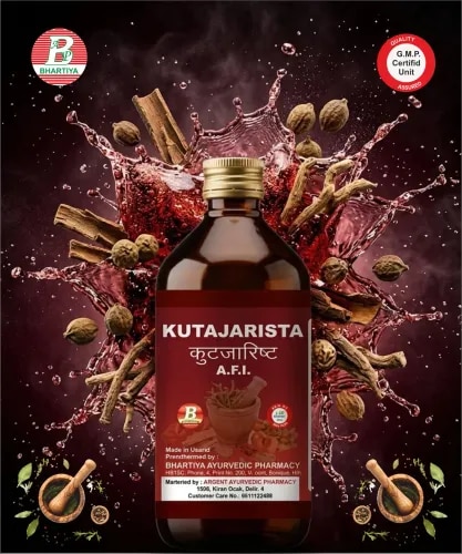KUTAJARISHTAProduct Identification Generic Name: Kutajarishta (Kutajarishtam)Type: Ayurvedic Polyherbal Fermented Formulation (Arishta)Primary Indication Area: Diarrheal disorders, dysentery, irritable bowel conditions, digestive health, and intestinal detoxification.Therapeutic Indications• Atisara (diarrhea)• Pravahika (dysentery)• Chronic loose stools• irritable bowel syndrome with diarrhea (supportive management)• Grahani disorders (malabsorption syndrome)• Amoebic dysentery (supportive use)• Intestinal infections (supportive management)• Excess mucus in stools• post-infectious bowel weakness• Digestive debility associated with chronic diarrheaKey Benefits• Helps control diarrhea and dysentery• Supports restoration of normal bowel function• Reduces intestinal inflammation• Helps decrease mucus in stools• Supports healthy gut microbiota balance• Improves digestive strength (Agni)• Promotes intestinal healing and recovery• Acts as a restorative gastrointestinal tonicFORMULAMain Ingredients• Kutaja (Holarrhena antidysenterica)• Draksha (Vitis vinifera)• Madhuka (Madhuca longifolia)• Gambhari (Gmelina arborea)Sweetening and Fermentation Base• Jala (Water)• Sarkara (Sugar)• Dhataki (Woodfordia fruticosa)Key Ingredient Actions1. KutajaBotanical Name: Holarrhena antidysenterica Rasa: Tikta, KashayaGuna: Laghu, Ruksha Virya: SheetaVipaka: KatuMechanism of Action:• Classical Atisaraghna (anti-diarrheal) herb• Helps control excessive bowel movements• Reduces intestinal inflammation• Supports management of dysentery and Grahani• Antimicrobial activity against intestinal pathogens• Promotes restoration of normal intestinal function2. DrakshaBotanical Name: Vitis vinifera L.Rasa: Madhura Guna: Guru, Snigdha Virya: Sheeta Vipaka: MadhuraMechanism of Action:• Nourishing and restorative tonic• Helps replenish fluids and strength lost during diarrhea• Provides antioxidant support• Supports intestinal healing• Reduces dehydration-associated weakness• Promotes tissue nourishment and recovery3. MadhukaBotanical Name: Madhuca longifolia Rasa: MadhuraGuna: Guru, SnigdhaVirya: SheetaVipaka: MadhuraMechanism of Action:• Provides nourishment and strength• Supports recovery from chronic gastrointestinal disorders• Helps soothe irritated intestinal mucosa• Promotes tissue healing and restoration• Supports overall digestive stability• Contributes to the fermentation process4. GambhariBotanical Name: Gmelina arborea Roxb.Rasa: Madhura, KashayaGuna: Guru, Snigdha Virya: Sheeta Vipaka: MadhuraMechanism of Action:• Supports intestinal healing and recovery• Helps reduce inflammatory conditions of the gut• Nourishes weakened tissues• Acts as a mild Rasayana (rejuvenative)• Supports recovery from chronic bowel disorders• Promotes gastrointestinal strength5. DhatakiBotanical Name: Woodfordia fruticosa (L.) KurzRasa: Kashaya Guna: Laghu, Ruksha Virya: UshnaVipaka: Katu Prabhava: Sandhana KarakaMechanism of Action:• Natural fermentation catalyst• Enables alcohol formation in Arishta preparations• Enhances extraction of active phytochemicals• Improves bioavailability of herbal constituents• Supports preservation and shelf stability• Maintains quality of fermented formulation6. Sarkara (Sugar)Rasa: Madhura Guna: Guru, Snigdha Virya: Sheeta Vipaka: MadhuraMechanism of Action:• Provides substrate for fermentation• Improves palatability• Supports energy replenishment• Facilitates self-generated alcohol formation• Contributes to stability of the formulation7. Jala (Water)Mechanism of Action:• Medium for herbal decoction preparation• Solvent for extraction of phytochemicals• Essential for fermentation process• Supports uniform distribution of active constituents• Facilitates preparation of the Arishta formulationDosageAdults• 15–30 mL• Twice daily after meals• Dilute with equal quantity of waterkutjarishta use in hindi, kutjarishta use, kutjarishta pricekutjarishta syrup, kutjarishta hindi, kutjarishta tabletkutajarishta ayurvedic medicine, kutajarishta ayurvedic syrupkutajarishta ayurvedic syrup in hindi, kutajarishta ayurvedic medicine useskutajarishta ayurvedic, kutajarishtam amazon, kutajarishta ayurvedic aushadhikutajarishta aushadhi, kutajarishta benefits in hindi, kutajarishta benefitskutajarishta before or after food, kutajarishta best company, kutajarishta compositionkutajarishta contents, kutajarishta churna, kutajarishta cause constipationkutajarishta constipation, does kutajarishta cause constipationcan kutajarishta cure ibs, does kutajarishta contain alcohol, kutjarishta dosagepatanjali divya kutjarishta, kutajarishta expiry date, kutajarishta in englishbaidyanath kutajarishta ingredients, kutajarishta for ibs, kutajarishta for kidskutajarishta for constipation, kutajarishta for liver, kutajarishta for aciditykutajarishta for loose motion, kutajarishta for piles, kutajarishta for fatty liverkutajarishta for stomach infection, kutjarishta use hindi, kutajarishta syrup hindikutjarishta use in hindi price, kutajarishta ingredients, kutajarishta in hindikutajarishta ingredients in hindi, kutajarishta in constipationkutajarishta in pregnancy, kutjarishta ke nuksan, kutjarishta ke fayde in hindikutajarishta ke, kutjarishta kadha, kutjarishta me kya hota hai, kutajarishta kya kam karta haikutajarishta lene ke fayde, kutajarishta lene ka tarika, kutajarishta ke labhkutajarishta kab lena chahiye, kutajarishta kis liye hota hai, kutajarishta kis liye haikutajarishta how long to take, kutajarishta me kya hota hai, kutajarishta medicine use in hindikutajarishta multani, kutajarishta mrp, kutajarishta mode of action, kutajarishta near mekutajarishta online, benefits of kutjarishta, use of kutjarishta, dabur kutajarishta onlineuses of kutajarishta, ingredients of kutajarishta, benefits of kutajarishta syrupkutajarishta syrup price, kutajarishta reviews, kutajarishta research updatekutajarishta research paper, kutajarishta reference, kutajarishta ratekutajarishta ramdev, kutajarishta syrup uses, kutajarishta syrup uses in hindikutajarishta syrup benefits, kutajarishta uses, kutajarishta use hindikutajarishta usage, kutajarishta when to take, how kutajarishta workskutajarishta used for, what does kutajarishta do, which kutajarishta is bestkutajarishta for worms, how to use kutajarishta, how to take kutajarishtacan kutajarishta be given to kids, can kutajarishta cause constipationcan kutajarishta be taken daily