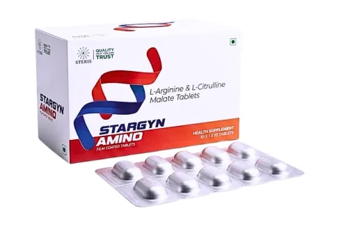 Here's a fully rewritten, unique version:STARGYN AMINO – L-Arginine & L-Citrulline Malate TabletsSTARGYN AMINO is a carefully developed amino acid formulation combining L-Arginine and L-Citrulline Malate in a single tablet, created for individuals who want to add amino acid support to their everyday fitness and wellness regimen. By bringing together two well-recognized amino acids in one easy-to-take tablet, STARGYN AMINO offers a hassle-free way to build supplementation into a busy, health-focused lifestyle.Whether your priority is staying active, working toward fitness milestones, or simply exploring a straightforward amino acid supplement, STARGYN AMINO gives you a practical route to incorporate L-Arginine and L-Citrulline Malate into your daily nutrition plan.What Is STARGYN AMINO?STARGYN AMINO brings together L-Arginine and L-Citrulline Malate — two amino acids widely recognized in the sports nutrition and dietary supplement space. Amino acids play a foundational role in numerous bodily functions and are a core building block of overall nutritional wellbeing.L-Arginine is classified as a conditionally essential amino acid involved in the body's own nitric oxide production pathways. L-Citrulline works alongside it, contributing to arginine-related metabolic processes in the body. Together, these two ingredients make STARGYN AMINO a convenient choice for anyone looking to add amino acid supplementation to their regular diet and lifestyle routine.Key Ingredients in STARGYN AMINOL-ArginineNaturally present in many everyday foods, L-Arginine is also widely available as a standalone dietary supplement. It's involved in several physiological pathways, notably those tied to the body's nitric oxide synthesis.Adults looking to boost their intake of this amino acid as part of a well-rounded diet may consider L-Arginine supplementation.L-Citrulline MalateThis ingredient pairs L-Citrulline with malic acid. L-Citrulline plays a role in the body's natural pathways that support arginine conversion, and it's a commonly used ingredient across sports and fitness nutrition products.Combining L-Citrulline Malate with L-Arginine gives STARGYN AMINO a balanced, well-rounded amino acid profile suited to people leading active lifestyles.Benefits of STARGYN AMINOSTARGYN AMINO is designed to complement an active lifestyle and balanced diet. Highlights of this formulation include:Combines L-Arginine and L-Citrulline Malate in a single, convenient formulaEasy-to-take tablet format that fits smoothly into a daily routineA good fit for those interested in amino acid supplementation generallyA practical addition to any sports or fitness nutrition planHelps round out nutritional intake alongside a balanced diet and active lifestyleA tablet-based alternative for those who'd rather skip powders and mixingIt's worth remembering that dietary supplements are meant to complement — not replace — a balanced diet, consistent physical activity, and professional medical guidance.Why Choose STARGYN AMINO?Picking the right supplement comes down to its ingredients, ease of use, quality, and how well it fits your personal routine. STARGYN AMINO keeps things simple by combining two well-established amino acid ingredients into one straightforward tablet.For fitness-minded individuals, active adults, and anyone exploring amino acid supplementation, STARGYN AMINO offers an uncomplicated way to work L-Arginine and L-Citrulline Malate into a daily regimen.Its tablet form also makes supplementation simple for those who'd rather avoid mixing powders or preparing drinks, favoring a ready-to-use product instead.STARGYN AMINO for an Active LifestyleStaying active calls for attention to nutrition, hydration, rest, and consistent exercise. Amino acids form an important part of that nutritional picture, and supplementation is something many people factor into their broader dietary approach.STARGYN AMINO – L-Arginine & L-Citrulline Malate Tablets can be worked into a fitness-oriented routine, following the guidance on the product label or advice from a qualified healthcare professional.For those who train regularly — whether through sports, gym sessions, or other physical activity — maintaining a solid nutritional foundation matters. STARGYN AMINO can serve as a convenient piece of that broader lifestyle approach.How to Use STARGYN AMINOTake STARGYN AMINO as directed on the product packaging, or as advised by a qualified healthcare professional. Don't exceed the recommended daily serving unless a healthcare professional specifically advises otherwise.To get the most out of any nutritional supplement routine, pair it with a balanced diet, proper hydration, regular physical activity, and adequate rest.Anyone who is pregnant, breastfeeding, on prescription medication, or managing an existing health condition should speak with a healthcare professional before starting amino acid supplements.Who Might Consider STARGYN AMINO?STARGYN AMINO may suit adults looking for a convenient source of L-Arginine and L-Citrulline Malate within their nutritional routine — particularly those with an interest in sports nutrition, fitness supplementation, or maintaining an active way of life.That said, nutritional needs differ from person to person, so it's always a good idea to choose supplements based on your specific dietary requirements and, where relevant, professional guidance.Quality and Convenience in Every TabletSTARGYN AMINO is built around a simple idea: combining L-Arginine and L-Citrulline Malate into one convenient tablet, making amino acid supplementation easy to maintain as part of a structured routine.As with any supplement, it's worth reviewing the ingredient details, recommended usage, storage guidance, and other product information listed on the packaging before use.ConclusionSTARGYN AMINO – L-Arginine & L-Citrulline Malate Tablets brings together two trusted amino acid ingredients in a convenient, easy-to-use tablet. Built for adults focused on nutritional supplementation, fitness, and active living, it can be a practical part of a well-rounded daily wellness routine.Anchored by L-Arginine and L-Citrulline Malate, STARGYN AMINO offers a simple, no-fuss approach to amino acid supplementation. Pair responsible supplement use with a balanced diet, regular exercise, good hydration, and enough rest for a well-rounded approach to everyday health.Frequently Asked Questions About STARGYN AMINOWhat is STARGYN AMINO?STARGYN AMINO is an amino acid supplement combining L-Arginine and L-Citrulline Malate Tablets, made for easy inclusion in a daily nutrition and fitness routine.What are the ingredients in STARGYN AMINO?STARGYN AMINO is primarily composed of L-Arginine and L-Citrulline Malate.Is STARGYN AMINO suitable for fitness enthusiasts?Yes, STARGYN AMINO can fit into a sports nutrition or fitness routine for adults looking to supplement their diet with L-Arginine and L-Citrulline Malate.How should STARGYN AMINO be taken?Follow the dosage and directions listed on the product label, and consult a qualified healthcare professional if you have questions about supplementation.