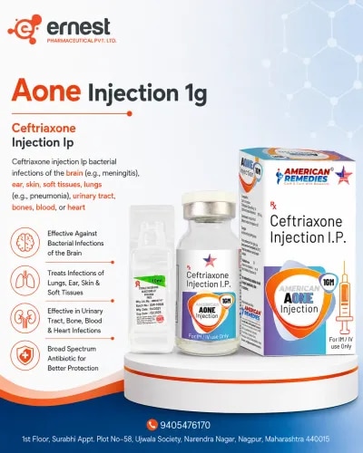 Product Description Aone 1gm Injection is administered to treat certain bacterial infections of the brain (e.g., meningitis), ear, skin, soft tissues, lungs (e.g., pneumonia), urinary tract, bones, blood, or heart. Antibacterial medicines bulk supply – Aone 1gm is further used in the prevention of infection during surgery. It can be given either via an IV drip or directly injected into the vein or muscles under experts’ supervision. DosageAone 1gm Injection is administered strictly by a doctor or medical expert. Avoid administering on your own. Avoid missing the dosage of third party manufacturer of Aone 1gm. If missed, be sure to consult your doctor. PrecautionsDriving: Administering Aone 1gm medicine in bulk is not safe, as it reduces alertness and makes you fall asleep. Alcohol: Aone 1gm medicine in bulk can be safe to administer this injection.Kidney: Administering Aone 1gm injection can be safe if it’s suggested by the doctor.Pregnancy: Aone 1gm medicine in bulk can be safe if it is prescribed by the doctor.Liver: You should cautiously administer third party manufacturer of Aone 1gm as it might need dosage adjustment. Side EffectsSome of the side effects of third party manufacturer of Aone 1gm are low blood platelets, rash, fluctuated white blood cell count, abnormal liver function test, or diarrhea. WarningAvoid skipping or discontinuing administering Aone 1gm injection as it could lead to a reoccurrence of infection in the future with high intensity. FAQIs Aone 1gm Injection safe?Aone 1 gm Injection is ideally safe if administered in accurate dosage as prescribed by doctors.How long does Aone 1gm Injection take to work?Aone 1 gm Injection begins to work immediately after it is administered. Although for completing treatment, you should be administering this injection as prescribed without discontinuing or skipping the dosage. Who should not take Aone 1gm Injection?Aone 1gm Injection is ideally not prescribed by doctors to those who are allergic to Ceftriaxone or any of its ingredients. Ensure to consult your doctor in case of kidney, liver, gallbladder, or any other blood disorder. Thinking of ordering antibacterial medicines bulk supply? We are the third party manufacturer of Aone 1gm injection available at the best price. Connect with the team for further assistance regarding antibacterial medicines bulk supply. For more information or antibacterial medicines bulk supply, get in touch today!