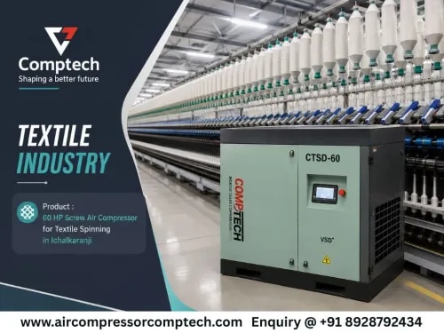 60 HP Screw Air Compressor for Textile Spinning in Ichalkaranji product image