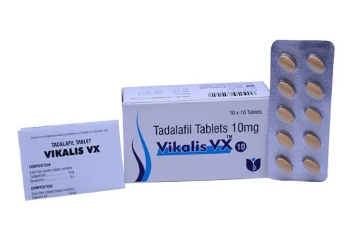 Vikalis Vx 10mg is having the drug ingredient called Tadalafil 10mg which is used to treat Erectile Dysfunction in Men. Vikalis Vx is also called the Weekend Pill as it help to achieve Erection for 24 to 36 hours if you are sexually stimulated. Vikalis Vx has proven to improve erectile function in most men, even when men suffer with mild, moderate or severe erectile dysfunction. Vikalis Vx has shown great promise with satisfactory results under clinical trials.  Vikalis Vx helps to boost your confidence by improving your ability with power to maintain hard and strong erection, which will give you the ultimate satisfaction during sexual intercourse.Other Informations :Packing: Strip of 10 tabs.Delivery Lead Time: Immediate.Port of Dispatch: Mumbai.Mode of Export : Air Cargo / Sea Cargo /Door Delivery Cargo CouriersPayment Terms: Bank Wire Transfer / Letter of Credit