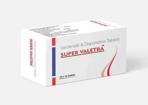 Vardenafil & DapoxetineSuper Valetra is a generic medicine in mixed combination of Vardenafil 20mg and Dapoxetine 60mg. Super Valetra is manufactured in india. it used for getting enough erection and stop major gender problems. Super valetra is also Dapoxetine ingredient which is used for preventing early ejacluiton. This medicines is available worldwide in packing strip of 10 tablets. Other Informations :Packing: Blister of 10 tabs.Delivery Lead Time: Immediate.Port of Dispatch: Mumbai.Mode of Export : Air Cargo / Sea Cargo /Door Delivery Cargo CouriersPayment Terms: Bank Wire Transfer