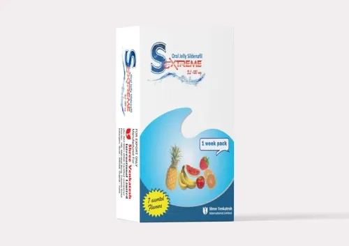 Oral Jelly Sildenafil XL-120mgSextreme Oral Jelly the Brand New Sollution For ED patients. The Sildenafil Citrate 120mg Ingredient Jelly is the latest addition in the world of ED medicines. this oral jelly helps to treat Erectile Dysfunction in male and supports to get maximum achievement during intercourse. Sextreme Jelly is available in 7 different tasty fruit flavours. Other Informations:Packing: Box of 7 sachets.Delivery Lead Time: Immediate.Port of Dispatch: Mumbai.Mode of Export : Air Cargo / Sea Cargo /Door Delivery Cargo CouriersPayment Terms: Bank Wire Transfer