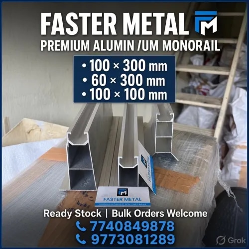 🔥 Premium Aluminium Monorail Profiles Now Available!✅ 100×300 mm  ✅ 60×300 mm  ✅ 100×100 mm  High-quality aluminium monorails for solar structures, perfect strength & corrosion resistance.📦 Ready stock | Bulk orders welcome📞 Call / WhatsApp:  7740849878  9773081289FASTER METAL  Manufacturer & Stockist#Monorail #AluminiumMonorail #SolarStructure #FasterMetal #SolarMounting #AluminiumProfiles