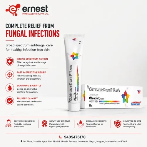 Product DescriptionClondid Ointment contains Clotrimazole Cream IP 1%, an antifungal medication widely used for the treatment of fungal skin infections such as athlete’s foot, jock itch, ringworm, and yeast infections. It works by stopping the growth of fungi that cause infection, providing relief from itching, redness, and irritation. Buy Clondid Ointment online or order Clondid Ointment in bulk from a trusted and reliable source. DosageClondid Ointment should be applied topically to the affected area of skin, exactly as prescribed by your doctor. Clean and dry the affected area before applying a thin layer of the ointment, usually 2–3 times daily. The duration of treatment depends on the type and severity of infection. For accurate usage instructions and to buy Clondid Ointment online, consult your doctor. PrecautionsFor external use only: Do not ingest.Skin sensitivity: Avoid contact with eyes, nose, or mouth.Pregnancy/Breastfeeding: Use under medical supervision.Children: Consult your doctor before applying to children under 12.Allergies: Discontinue if you notice rash, irritation, or swelling. Side EffectsSome common side effects of Clondid Ointment may include:Mild skin irritationRedness or itching at the application siteBurning sensation (rare)Dry or peeling skin WarningDo not exceed the prescribed application frequency. Prolonged or unnecessary use may reduce effectiveness. Always follow your doctor’s advice when you buy Clondid Ointment online or order Clondid Ointment in bulk. FAQHow long should I use Clondid Ointment?The duration depends on the type of fungal infection. Complete the full course as prescribed by your doctor.Is Clondid Ointment safe for daily use?Yes, it is safe when applied as directed. Avoid self-medication.Can Clondid Ointment be used for vaginal yeast infections?Clotrimazole is effective, but use only under a doctor’s recommendation for intimate areas.How should I store Clondid Ointment?Store in a cool, dry place away from direct sunlight and moisture. Keep out of reach of children. Buy Clondid Ointment online from us, as we are a trusted bulk supplier of Clondid Ointment. You can also order Clondid Ointment in bulk directly. For information on the reliable third party exporter of Clondid Ointment.