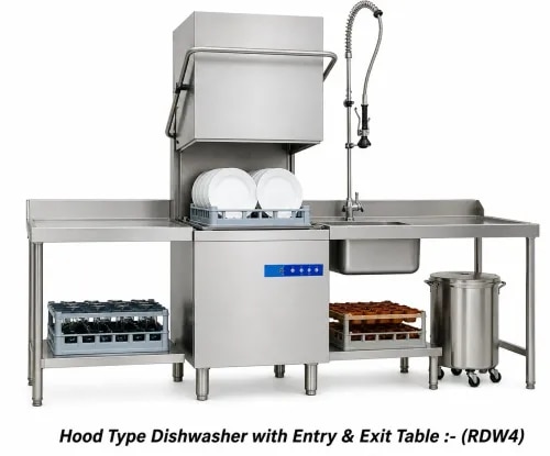 Hood Type Dishwasher with Entry and Exit Table product image
