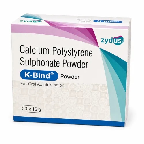 K-Bind Powder is used to help manage high potassium levels in the blood (hyperkalemia), particularly in patients with chronic kidney disease or those undergoing dialysis. It works in the digestive tract by helping remove excess potassium from the body, thereby supporting safer blood potassium levels.Benefits in High Potassium LevelsHealthy kidneys normally regulate the amount of potassium in the blood. When kidney function is significantly reduced, potassium can accumulate and lead to hyperkalemia.K-Bind Powder helps by:Reducing excess potassium levels in the bloodSupporting potassium control in chronic kidney diseaseHelping manage hyperkalemia in dialysis patientsPromoting removal of excess potassium from the bodySupporting electrolyte balance as part of renal careHow to UseTake K-Bind Powder in the dose and duration prescribed by your doctor. Inform your healthcare professional about all other medicines you are taking, including antacids, because they may interact with your treatment.Possible Side EffectsCommonly reported side effects may include:NauseaVomitingConstipationStomach irritationLoss of appetiteConsult your doctor if any side effect persists or becomes troublesome.Important PrecautionsBlood potassium levels may need to be monitored regularly during treatment. Patients with kidney disease should carefully follow their prescribed medicines, dialysis schedule and dietary recommendations.