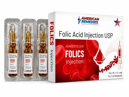 Folics Injection contains Folic Acid Injection USP 10mg, widely used to treat and prevent folic acid deficiency, anemia, and certain complications in pregnancy caused by low folate levels. Folic acid plays an essential role in the production of red blood cells and DNA synthesis, making this injection an important therapy for individuals with poor dietary intake, malabsorption, or increased folate requirements. Buy Folics Injection 10mg online or order Folic acid injection in bulk from a trusted and reliable source.DosageFolics Injection should be administered by a healthcare professional exactly as prescribed by your doctor. The dosage may vary depending on the medical condition, severity of deficiency, and the patient’s overall health status. For accurate dosing guidance and to buy Folics Injection 10mg online, consult your doctor.PrecautionsDriving: Usually safe, but consult your doctor if you feel weak or dizzy.Alcohol: Avoid alcohol, as it can reduce folic acid absorption and worsen deficiency.Kidney: Use with caution in patients with kidney problems; dose adjustment may be required.Pregnancy/Breastfeeding: Safe when prescribed, but consult your doctor before use.Liver: Should be used under medical supervision in individuals with liver disorders.Side EffectsSome common side effects of Folics Injection may include:Mild nausea or stomach upsetIrritability or restlessnessInjection site redness or swellingSleep disturbancesRarely, allergic reactionsWarningDo not exceed the prescribed dosage. Overuse of Folic acid injection can mask symptoms of Vitamin B12 deficiency and may lead to neurological complications if untreated. Always follow your doctor’s instructions when you buy Folics Injection 10mg online or order Folic acid injection in bulk.FAQWhat is Folics Injection used for?It is used to prevent and treat folic acid deficiency, certain types of anemia, and to support a healthy pregnancy.Can Folics Injection be used during pregnancy?Yes, it is often prescribed during pregnancy to prevent birth defects, but only under a doctor’s supervision.How should I store Folics Injection?Store in a cool, dry place, away from direct sunlight. Keep out of reach of children.Is Folics Injection safe for daily use?Yes, when used as prescribed by your doctor. Do not self-medicate without medical advice.Buy Folics Injection 10mg online from us, as we are a bulk supplier of Folics Injection. You can also order Folic acid injection in bulk directly. For more details regarding the third party exporter of Folic acid injection, contact us today!