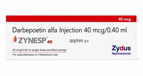 Zynesp 40 Injection is an erythropoiesis-stimulating medicine used for the management of anaemia associated with chronic kidney disease (CKD) and chemotherapy-related anaemia. It stimulates the bone marrow to increase red blood cell production, helping maintain haemoglobin levels and improve the oxygen-carrying capacity of the blood.BenefitsAnaemia Associated with Chronic Kidney DiseaseReduced kidney function can affect normal red blood cell production and lead to anaemia. Zynesp 40 Injection supports the formation of red blood cells and may help improve symptoms such as fatigue, weakness and reduced energy.Chemotherapy-Related AnaemiaSome cancer treatments can reduce red blood cell and haemoglobin levels. Zynesp 40 may be prescribed for suitable patients receiving chemotherapy to stimulate red blood cell production and support the management of anaemia.How to UseZynesp 40 Injection should be administered only under the guidance of a qualified healthcare professional. The dose and treatment schedule are determined according to haemoglobin levels, medical condition and individual response to treatment.Possible Side EffectsReported side effects may include:High blood pressureRashInjection-site painBreathlessnessCoughPeripheral oedemaLow blood pressure during certain proceduresConvulsionsThromboembolic eventsConsult your doctor if any side effect persists, becomes severe or causes concern.Important PrecautionsRegular monitoring of haemoglobin and blood pressure may be required during treatment. Inform your doctor about existing medical conditions, history of blood clots and other medicines being taken.