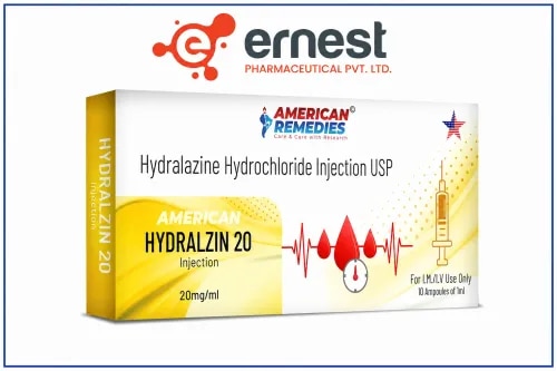 Hydralzin 20 Injection contains Hydralazine Hydrochloride Injection USP 20mg, widely used in the management of severe hypertension (high blood pressure), hypertensive crises, and certain cases of heart failure. It works by relaxing and widening the blood vessels, which allows blood to flow more easily, thereby reducing blood pressure and the strain on the heart. Buy Hydralzin 20 Injection online or order Hydralazine Hydrochloride 20mg Injection in bulk from a reliable source.DosageHydralzin 20 Injection is administered intravenously (IV) or intramuscularly (IM) under the supervision of a healthcare professional. The dosage may vary depending on the severity of hypertension, patient’s age, weight, and overall medical condition. For accurate dosing instructions, consult your doctor or pharmacist before you buy Hydralzin 20 Injection online or order Hydralazine Hydrochloride 20mg Injection.PrecautionsDriving: Avoid driving immediately after use, as dizziness or low blood pressure may occur.Alcohol: Avoid alcohol as it may further lower blood pressure.Kidney: Use cautiously in patients with kidney disease; dose adjustment may be necessary.Pregnancy/Breastfeeding: Should only be used under medical advice.Liver: Administer with caution in patients with liver impairment.Side EffectsSome common side effects of Hydralzin 20 Injection may include:HeadacheDizziness or lightheadednessNausea and vomitingPalpitations or rapid heartbeatFlushingSeek medical help immediately if you experience severe allergic reactions, chest pain, or difficulty breathing.WarningDo not self-administer Hydralzin 20 Injection. It must be used only under professional medical guidance. Misuse or overuse can cause dangerously low blood pressure, rapid heart rate, or other complications. Always follow your doctor’s prescription when you buy Hydralzin 20 Injection online or order Hydralazine Hydrochloride 20mg Injection in bulk.FAQ1. What is Hydralzin 20 Injection used for?It is used to treat severe hypertension, hypertensive emergencies, and certain cases of heart failure.2. Can I take Hydralzin 20 Injection at home?No, it should only be administered by a healthcare professional.3. How should I store Hydralzin 20 Injection?Store in a cool, dry place away from light and moisture. Keep out of reach of children.4. Is Hydralzin 20 Injection safe during pregnancy?It may be prescribed in specific cases, but only under a doctor’s supervision.Buy Hydralzin 20 Injection online from us, as we are a bulk supplier of Hydralzin 20mg Injection. You can also order Hydralazine Hydrochloride 20mg Injection in bulk directly. For more details, contact us if you are looking for a third party exporter of Hydralzin 20mg Injection.