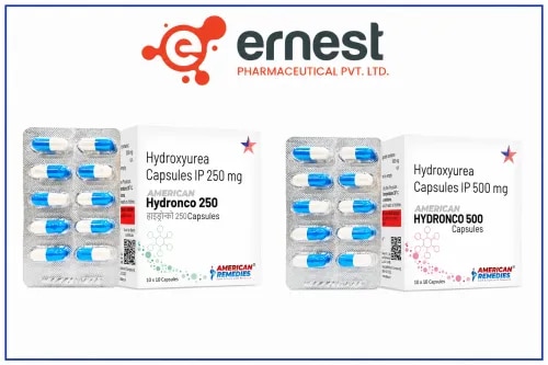 Hydronco 250 & Hydronco 500 CapsulesGeneric Name: Hydroxyurea Capsules IPHydronco 250 Capsules (B/P) and Hydronco 500 Capsules (B/P) contain Hydroxyurea (Hydroxycarbamide), a prescription medicine that affects the production and growth of certain cells.Hydroxyurea works primarily by inhibiting ribonucleotide reductase, reducing DNA synthesis. Depending on the approved indication and clinical setting, hydroxyurea is used in the management of certain hematological disorders and cancers. It is also widely used in sickle cell disease to increase fetal hemoglobin (HbF), which can help reduce complications such as painful vaso-occlusive episodes.Because hydroxyurea can significantly affect blood-cell production, treatment requires regular medical and laboratory monitoring.Available StrengthsProduct	Active Ingredient	StrengthHydronco 250 Capsules (B/P)	Hydroxyurea	250 mgHydronco 500 Capsules (B/P)	Hydroxyurea	500 mgDosageHydroxyurea dosage must be individualized by a qualified healthcare professional. The appropriate dose depends on:Condition being treatedPatient's body weightBlood-cell countsKidney and liver functionClinical responseTreatment-related toxicityRegular complete blood count (CBC) monitoring is important because hydroxyurea can suppress bone-marrow function.Capsules should be taken exactly as prescribed. Patients should not independently change the dose or stop treatment.PrecautionsRegularly monitor white blood cells, platelets, hemoglobin, and other hematological parameters.Inform the doctor about kidney or liver impairment.Tell the healthcare professional about previous chemotherapy or radiation treatment.Inform the physician about all other medicines being used.Hydroxyurea may increase susceptibility to infections due to bone-marrow suppression.Avoid unnecessary exposure to the capsule contents; capsules should be handled carefully.Pregnancy should generally be avoided during treatment because hydroxyurea can cause fetal harm.Appropriate contraception should be discussed with the treating healthcare professional.Side EffectsPossible side effects include:NauseaVomitingLoss of appetiteDiarrhea or constipationMouth soresSkin changesHeadacheReduced white blood cellsReduced platelet countsAnemiaLong-term treatment may also be associated with skin and nail changes and other hematological effects.WarningHydronco is a prescription cytotoxic medicine and should be used only under specialist medical supervision.Hydroxyurea can cause severe bone-marrow suppression, including leukopenia, thrombocytopenia, and anemia. Regular blood tests are therefore essential.Hydroxyurea may cause fetal harm and requires appropriate reproductive precautions.FAQ1. What does Hydronco contain?Hydronco contains Hydroxyurea, also known as hydroxycarbamide.2. What strengths of Hydronco are available?The listed variants are Hydronco 250 mg and Hydronco 500 mg Capsules.3. What is Hydroxyurea used for?Depending on the approved indication, hydroxyurea is used for certain hematological conditions, sickle cell disease, and selected cancers.4. How does Hydroxyurea work?It inhibits ribonucleotide reductase, interfering with DNA synthesis and affecting the growth and production of certain cells.5. Why are blood tests required during treatment?Hydroxyurea can suppress bone-marrow activity and reduce white blood cells, platelets, and red blood cells, so regular blood monitoring is important.6. Is Hydroxyurea used in sickle cell disease?Yes. Hydroxyurea can increase fetal hemoglobin (HbF) and help reduce certain complications of sickle cell disease in appropriately selected patients.7. Can Hydronco be used during pregnancy?Hydroxyurea can cause fetal harm. Pregnancy and contraception considerations should be discussed carefully with the treating specialist.8. Is Hydronco an oncology medicine?Hydroxyurea has oncology as well as hematology indications. Its classification for a particular product listing should depend on the intended approved indication and market.