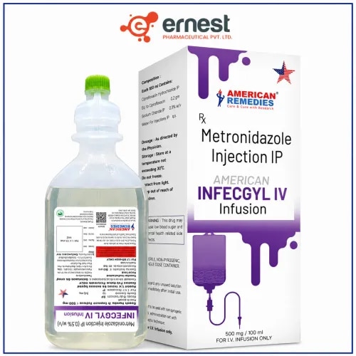 Infecgyl IV Injection contains Metronidazole Infusion IP, a widely used antibiotic and antiprotozoal medication. It is commonly prescribed for the treatment of serious bacterial and parasitic infections, including intra-abdominal infections, gynecological infections, skin infections, bone and joint infections, and respiratory tract infections. It works by killing or inhibiting the growth of bacteria and protozoa, ensuring effective relief from severe infections. Buy Infecgyl IV injection online or order Infecgyl IV injection in bulk from a trusted source.DosageInfecgyl IV Injection is given intravenously under the supervision of your doctor. The dosage may vary depending on the type and severity of infection, the patient’s age, weight, and overall medical condition. Always consult your doctor for the correct dosage guidelines when you buy Infecgyl IV injection online. PrecautionsDriving: Avoid driving or operating machinery if you feel dizzy or drowsy.Alcohol: Strictly avoid alcohol during and after treatment, as it can cause severe reactions such as nausea, vomiting, and rapid heartbeat.Kidney: Use with caution in patients with kidney disease; dose adjustment may be required.Pregnancy/Breastfeeding: Use only under medical supervision during pregnancy or breastfeeding.Liver: Patients with liver disorders should take Infecgyl IV only under close medical guidance. Side EffectsSome possible side effects of Infecgyl IV Injection include:Nausea and vomitingStomach crampsMetallic taste in the mouthHeadache or dizzinessSkin rash or itchingTemporary changes in liver function tests WarningDo not self-administer this injection. Misuse or overuse may lead to complications and drug resistance. Always take Infecgyl IV Injection exactly as prescribed by your healthcare provider. For safe access, buy Infecgyl IV injection online or order Infecgyl IV injection in bulk only from certified suppliers. FAQWhat is Infecgyl IV Injection used for?It is used to treat bacterial and protozoal infections, including those affecting the abdomen, reproductive organs, and skin.Can I take alcohol with Infecgyl IV?No, alcohol must be strictly avoided during treatment as it can cause dangerous interactions.How should I store Infecgyl IV Injection?Store in a cool, dry place away from direct light and out of reach of children.Can Infecgyl IV be used for viral infections?No, it is effective only against bacterial and protozoal infections, not viral conditions.Buy Infecgyl IV injection online at competitive prices from us. We are a bulk supplier of Infecgyl IV and a reliable third party exporter of Infecgyl IV. For more information on how to order Infecgyl IV injection in bulk, contact us today.