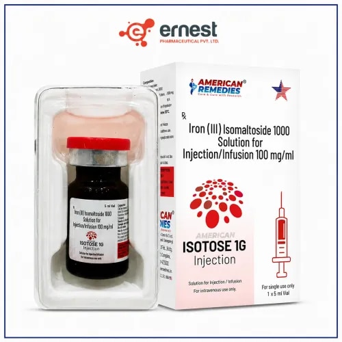 ISOTOSE 1g contains Iron (III) Isomaltoside 1000mg is an intravenous iron replacement therapy used to treat iron deficiency anemia in adults