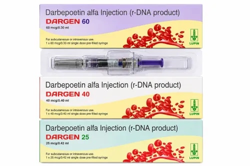 Dargen 60 Injection is an erythropoiesis-stimulating medicine used for the management of anaemia associated with chronic kidney disease (CKD) and chemotherapy-related anaemia. It stimulates the bone marrow to produce more red blood cells, supporting haemoglobin levels and the oxygen-carrying capacity of the blood.BenefitsCKD-Associated AnaemiaChronic kidney disease can interfere with the body's normal red blood cell production and lead to renal anaemia. Dargen 60 Injection supports erythropoiesis (red blood cell formation) and may help manage symptoms such as fatigue, weakness and reduced energy.Chemotherapy-Related AnaemiaCertain chemotherapy treatments may suppress bone marrow activity and reduce haemoglobin levels. Dargen 60 may be prescribed for suitable patients to support red blood cell production and manage chemotherapy-induced anaemia.How to UseDargen 60 Injection should be administered only under the supervision of a qualified healthcare professional. The dose and treatment schedule depend on haemoglobin levels, clinical condition and individual response to therapy.Monitoring & PrecautionsDuring treatment, healthcare professionals may regularly monitor:Haemoglobin levelsBlood pressureBlood cell countsElectrolytes such as potassiumInform your doctor immediately if you develop severe headache, vision changes, breathing difficulty, skin rash, seizures or other unusual symptoms.Possible Side EffectsReported side effects may include:High blood pressure (hypertension)Hypersensitivity reactionsAny persistent or serious reaction should be evaluated by a healthcare professional.