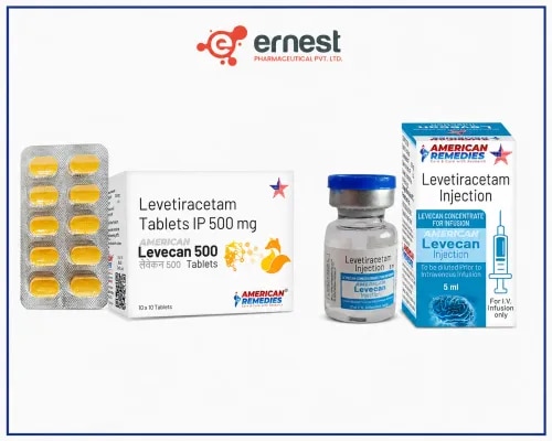Levecan 500 Tablets & Levecan InjectionGeneric Name: LevetiracetamLevecan 500 Tablets and Levecan Injection contain Levetiracetam, an antiepileptic (anticonvulsant) medicine used for the treatment of certain types of seizures in patients with epilepsy.Levetiracetam works mainly by binding to synaptic vesicle protein 2A (SV2A) in the brain. This helps regulate neurotransmitter release and reduces abnormal electrical activity associated with seizures.Levecan 500 Tablets provide oral levetiracetam therapy, while Levecan Injection provides an intravenous formulation that may be used when oral administration is temporarily not feasible.Available FormsProduct	Active Ingredient	Dosage Form / StrengthLevecan 500 Tablets	Levetiracetam	500 mg TabletLevecan Injection	Levetiracetam	Injection I.P. – strength to be verified from packDosageThe dosage of Levecan should be determined by a healthcare professional according to:Type of seizurePatient's age and body weightKidney functionCurrent antiepileptic treatmentClinical response and tolerabilityLevetiracetam is primarily eliminated through the kidneys, so dose adjustment may be required in patients with renal impairment.Levecan Injection should be administered intravenously by a qualified healthcare professional according to the product instructions.Patients should not suddenly discontinue levetiracetam without medical advice, as abrupt withdrawal may increase seizure frequency.PrecautionsInform the doctor about kidney disease or impaired renal function.Tell the healthcare professional about all other antiepileptic medicines being used.Monitor for unusual mood, behavioral, or psychological changes.Levetiracetam can cause drowsiness or dizziness and may affect activities requiring alertness.Patients should be monitored for worsening seizures after treatment changes.Pregnancy and breastfeeding require specialist medical assessment.Do not discontinue treatment abruptly unless instructed by the physician.Side EffectsPossible side effects include:DrowsinessDizzinessHeadacheFatigueWeaknessIrritabilityLoss of appetiteNauseaSome patients may experience behavioral or psychiatric symptoms, including agitation, aggression, anxiety, mood changes, or depression.Serious hypersensitivity and severe skin reactions are uncommon but possible.WarningLevecan should be used under appropriate medical supervision.Antiepileptic medicines, including levetiracetam, may be associated with suicidal thoughts or behavioral changes in a small number of patients. New or worsening depression, unusual mood changes, aggression, or suicidal thoughts require prompt medical evaluation.FAQ1. What is Levecan used for?Levecan contains levetiracetam and is used for the management of certain types of seizures associated with epilepsy.2. What does Levecan 500 Tablet contain?Each listed tablet contains Levetiracetam 500 mg.3. What does Levecan Injection contain?It contains Levetiracetam Injection I.P. The exact injection strength should be confirmed from the product packaging.4. How does Levetiracetam work?Levetiracetam binds to SV2A, a synaptic vesicle protein involved in neurotransmitter release, helping reduce abnormal neuronal activity.5. Why might Levecan Injection be used instead of tablets?IV levetiracetam may be used when oral administration is temporarily not feasible, according to the patient's clinical requirements.6. Does Levetiracetam require dose adjustment in kidney disease?Yes. Because levetiracetam is substantially eliminated through the kidneys, dose adjustment may be necessary in renal impairment.7. Can Levecan cause mood or behavioral changes?Yes. Irritability, agitation, aggression, depression, or other behavioral changes can occur in some patients and should be reported to the treating physician.8. Can Levecan be stopped suddenly?It should generally not be discontinued abruptly without medical guidance, because sudden withdrawal can lead to increased seizure activity.