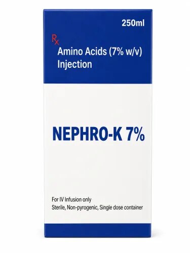 Nephro-k 7% Infusion are organic compounds that are chained together to form proteins. It is used to treat nutritional deficiencies. It promotes nitrogen-balancing in the body, also replenishes the protein reserve of the body in extensive burns or protein-calorie malnutrition. BenefitsIn Treatment of Nutritional deficienciesCelemin Nephro k7% Infusion contains amino acids that are very important for the normal growth and development of muscles, connective tissue, and skin. They help in maintaining muscle tone and strength. They have a major role in the generation of energy in our body, regulation of mood, healing and repair of damaged tissues and keeping our skin, nails and hair healthy. Follow your doctor’s instructions carefully to get the most benefit.How to UseYour doctor or nurse will give you this medicine. Kindly do not self-administer. Side EffectsMost side effects do not require any medical attention and disappear as your body adjusts to the medicine. Consult your doctor if they persist or if you’re worried about themCommon side effects of Celemin NephroFolic acid deficiencyChillsFeverFlushing (sense of warmth in the face, ears, neck and trunk)Increased sweatingMetabolic disorderVomitingLiver damageInjection site reactions (pain, swelling, redness)